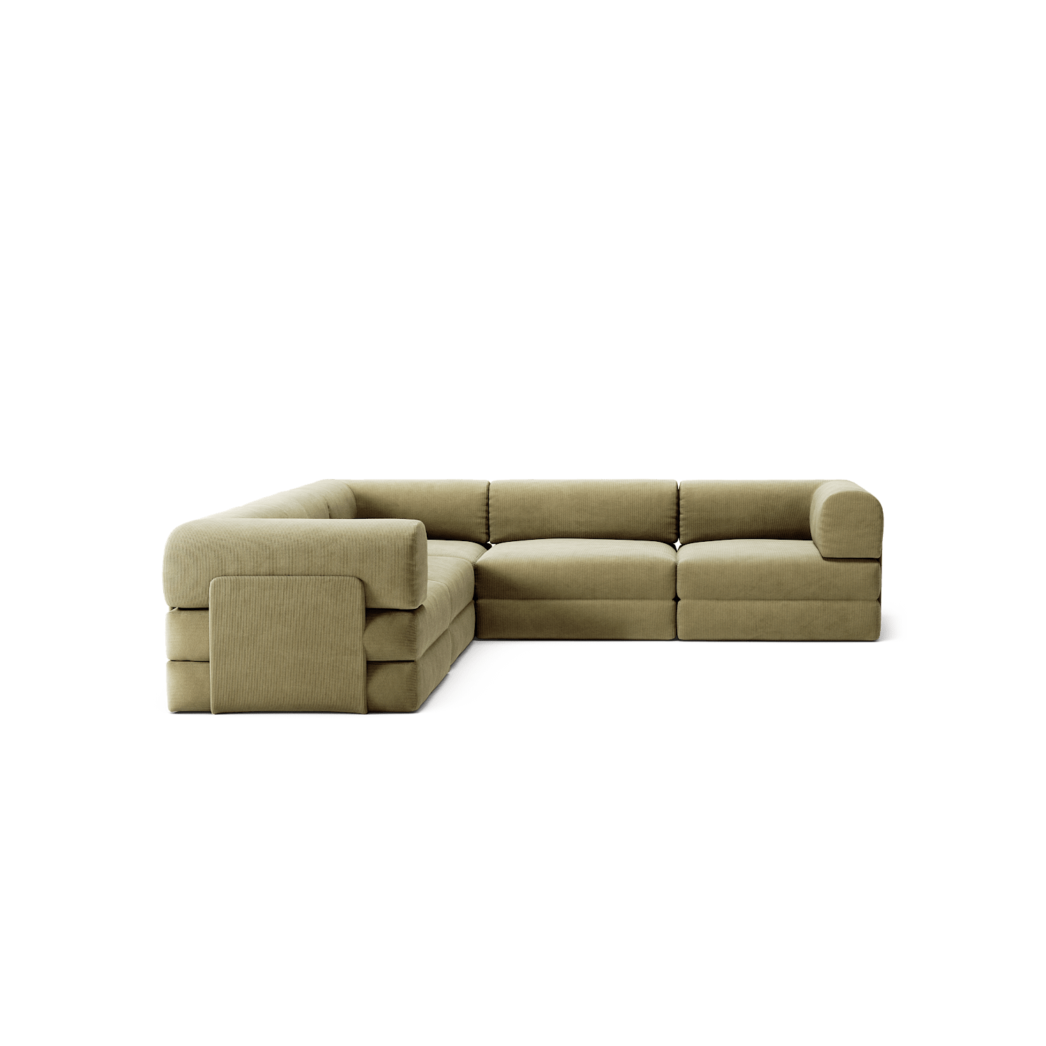 LUNA - 5 Seat corner sofa - Left - Corduroy Lime – Workdeco