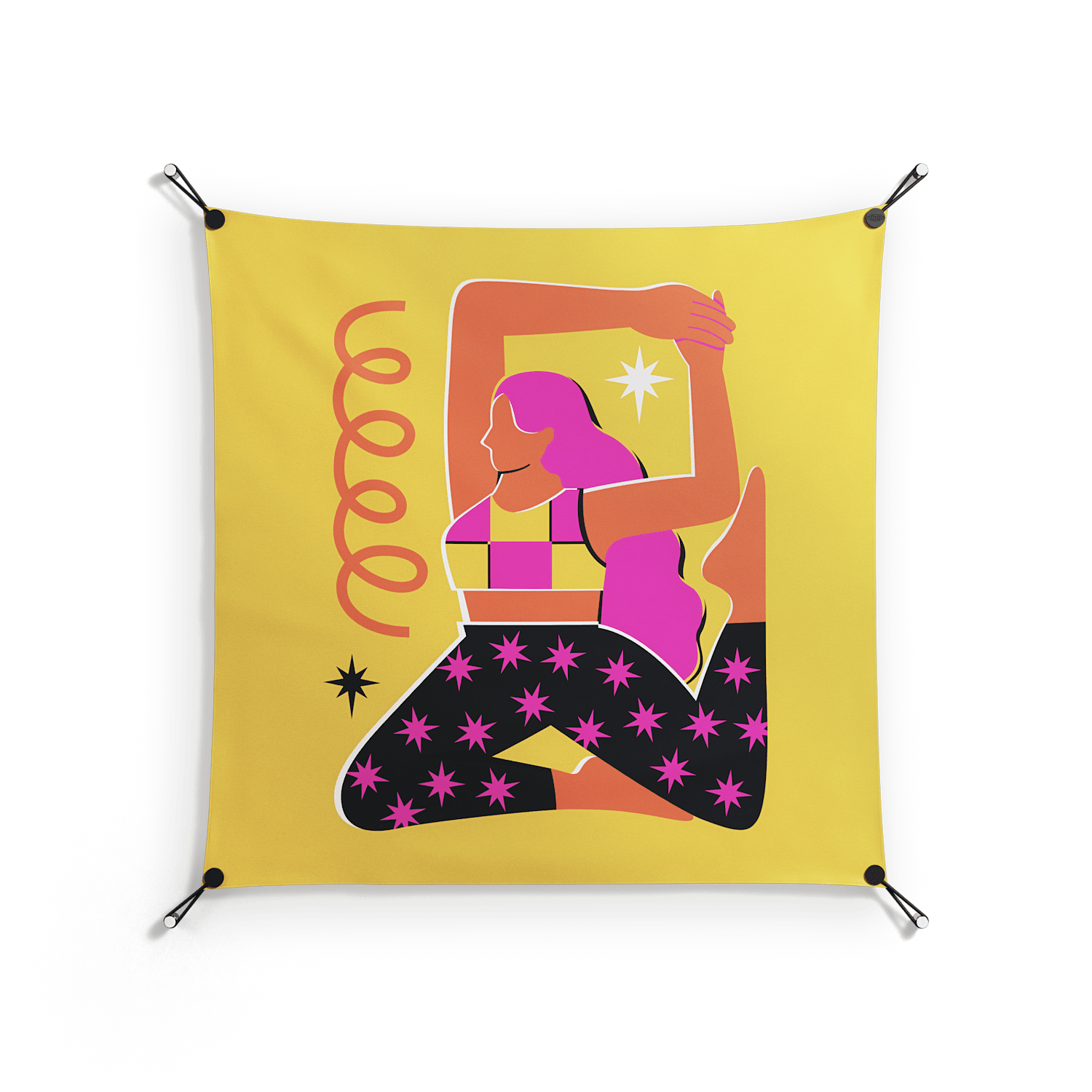 Yoga - Work on Wall - Heather Zhou - Black - 90 x 90 cm