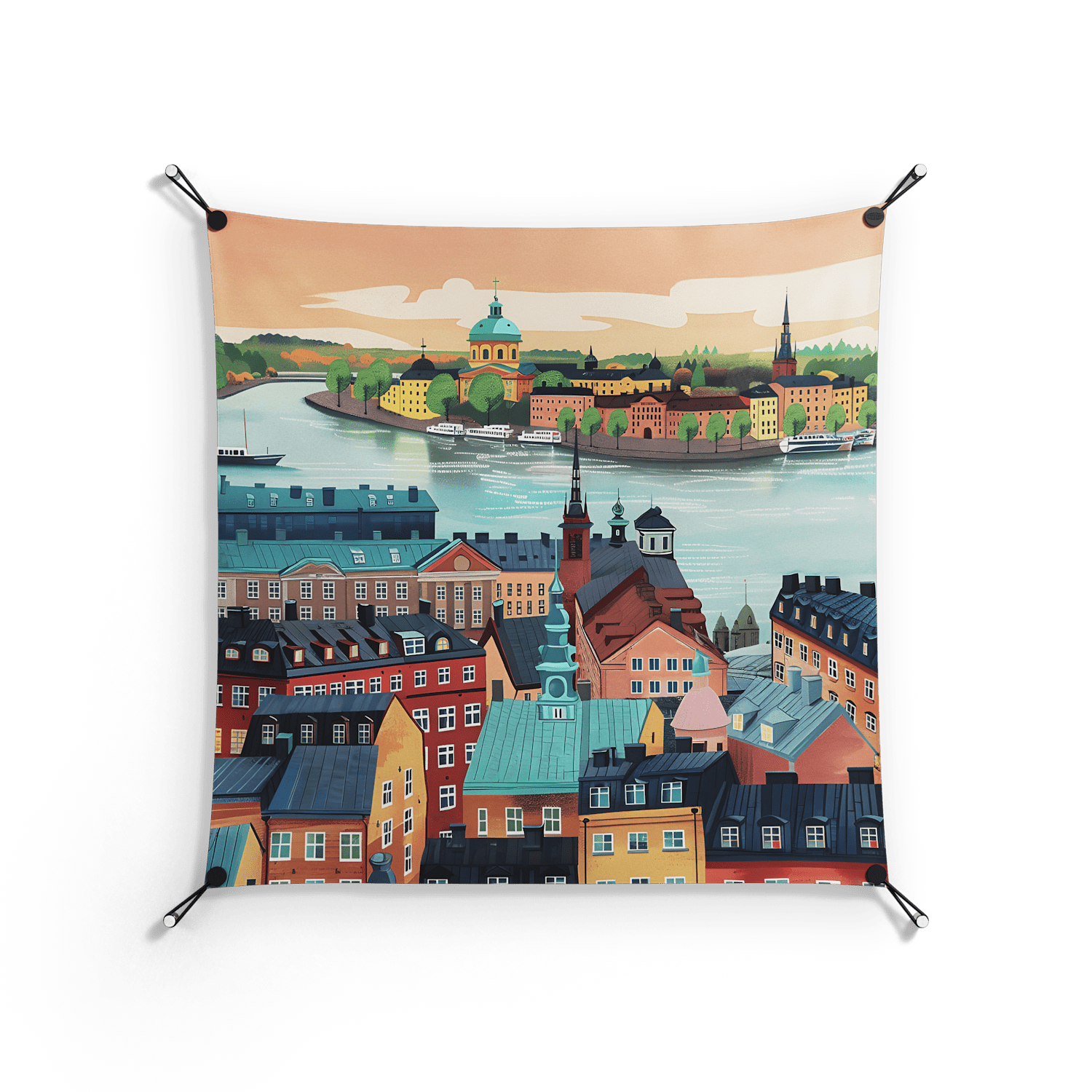 Gamla Stan - Work On Wall - Nur Rydberg - Black - 90 x 90 cm