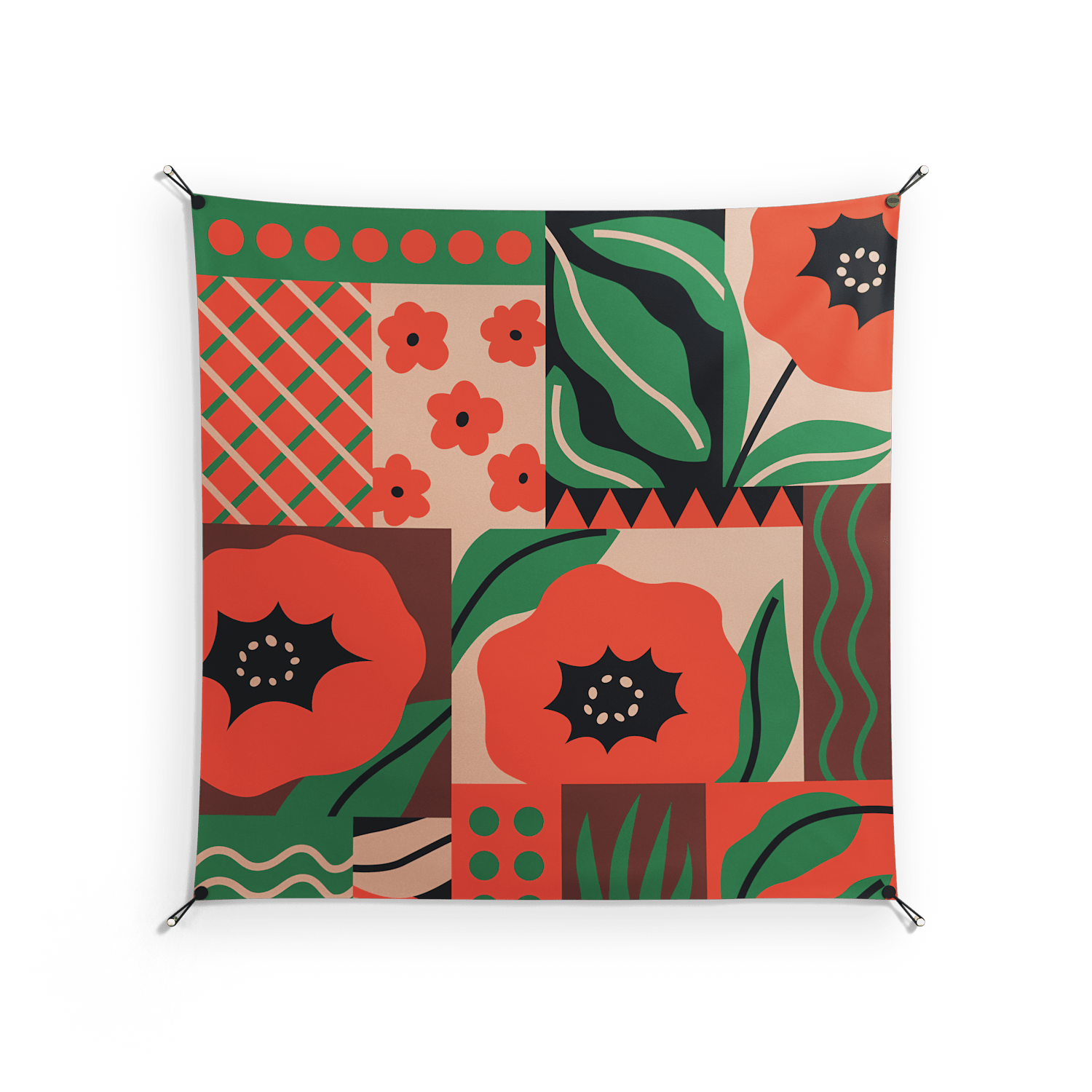 Flower B - Work On Wall - Heather Zhou - Black - 140 x 140 cm