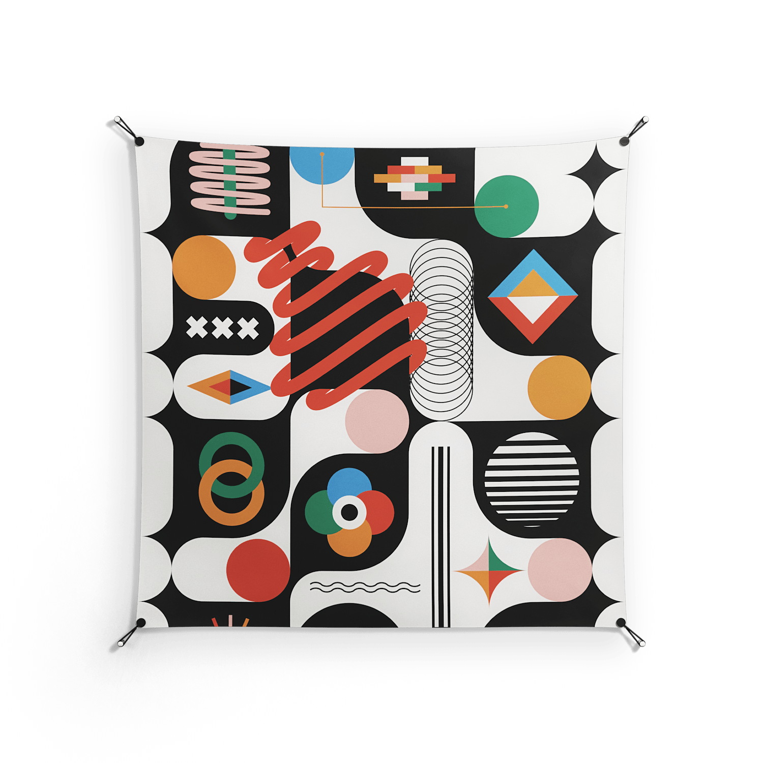 Connections - Work On Wall - Vratislav Pecka - Orange - 140 x 140 cm