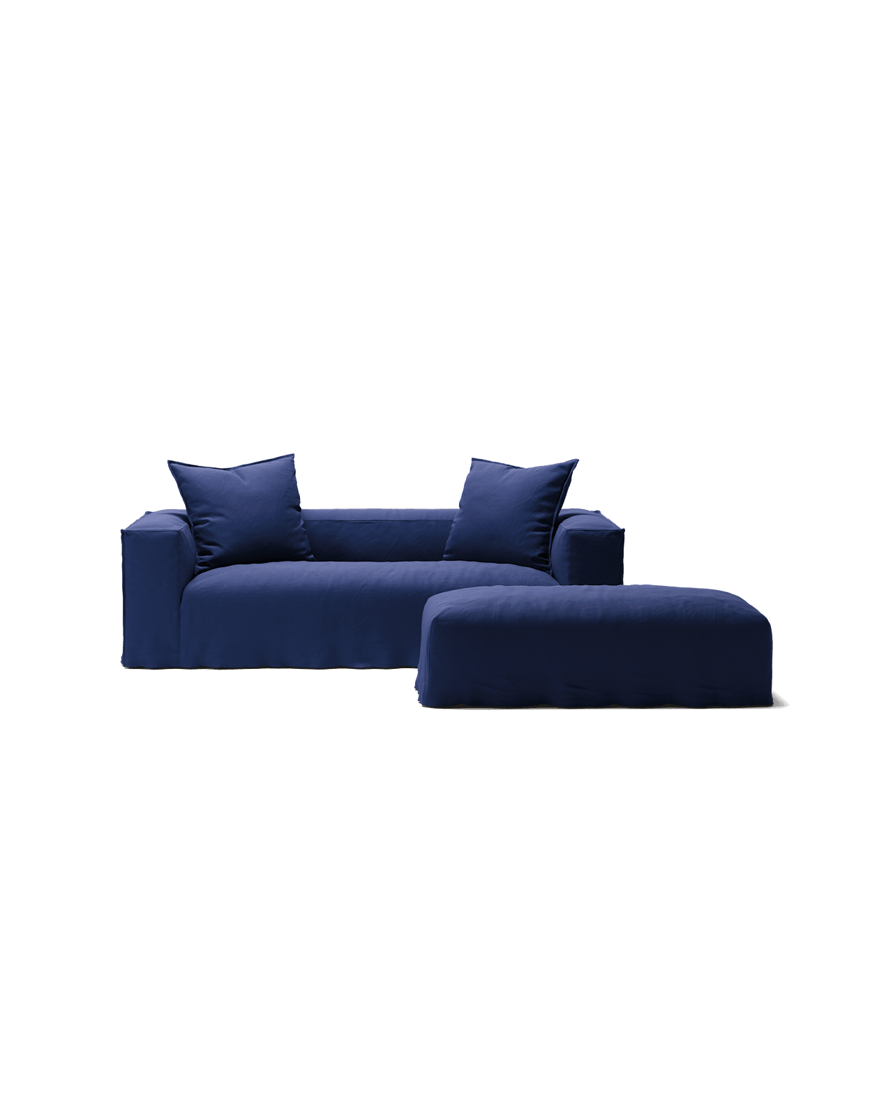 NOMAD - 2 Seater with Pouf - Brushed Cotton Dark Blue