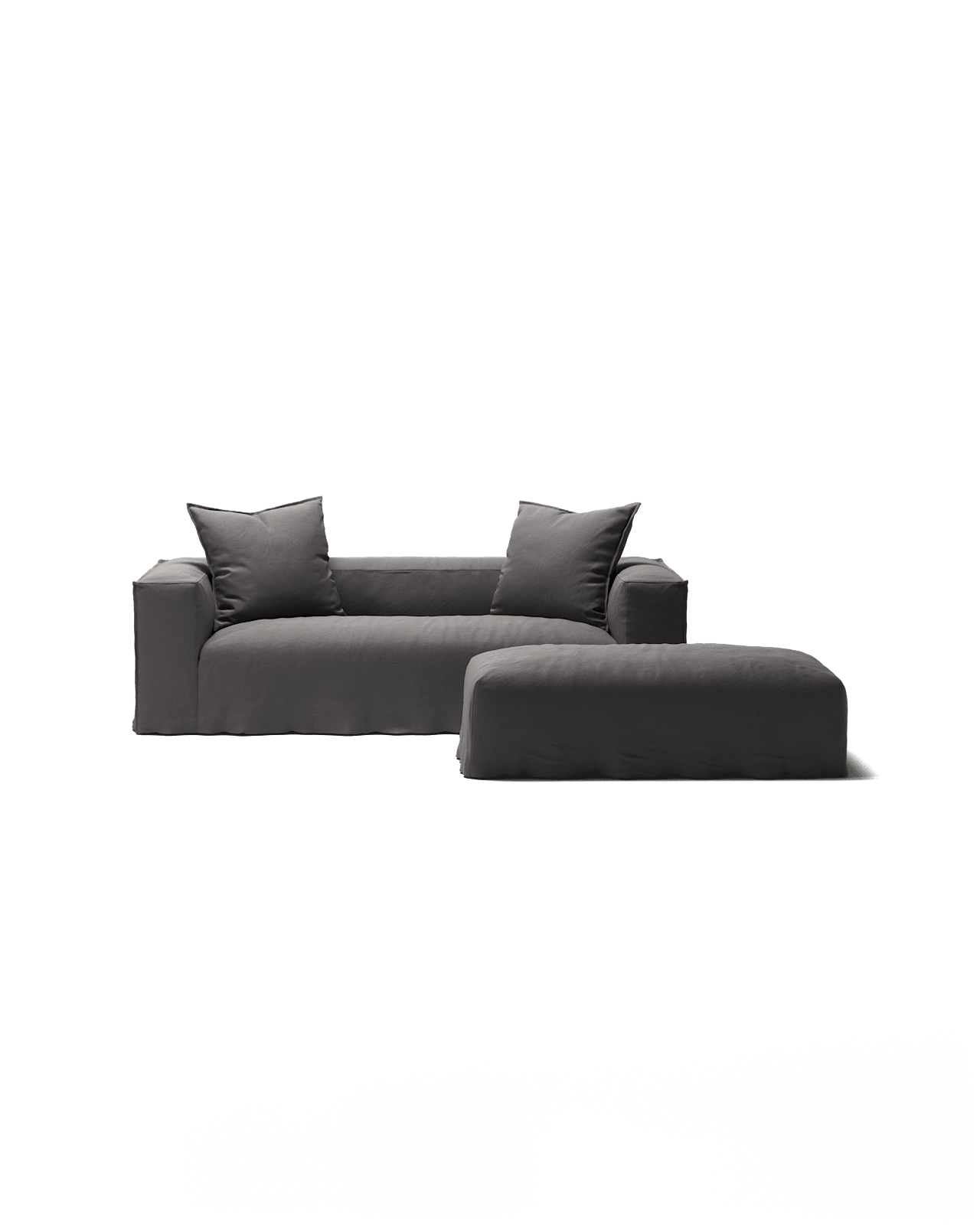 NOMAD - 2 Seater with Pouf - Brushed Cotton Dark Gray