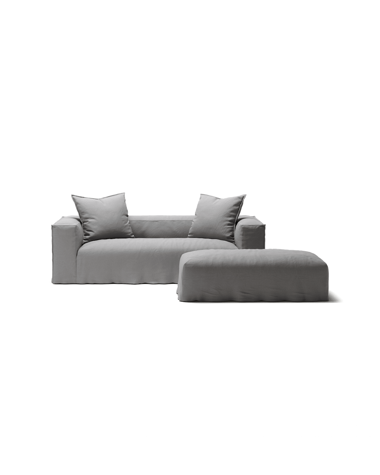 NOMAD - 2 Seater with Pouf - Brushed Cotton Light Gray