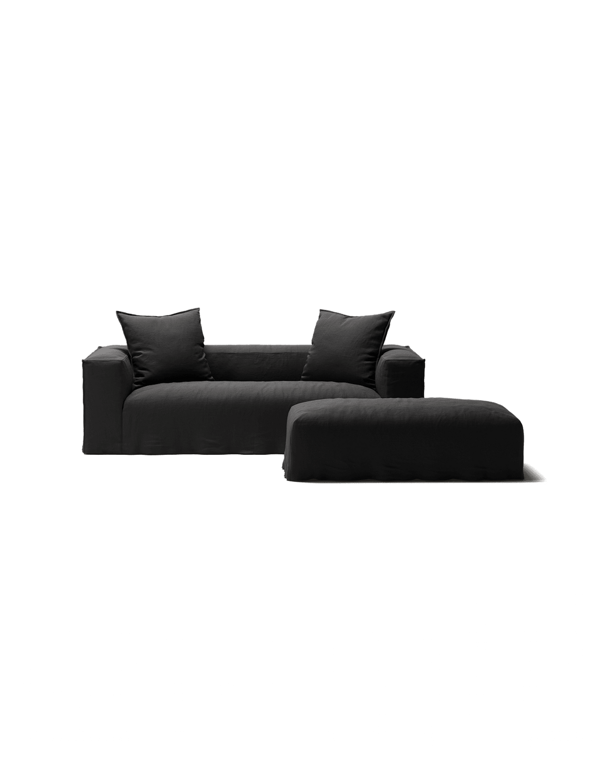 NOMAD - 2 Seater with Pouf - Pure Linen Dark Charcoal