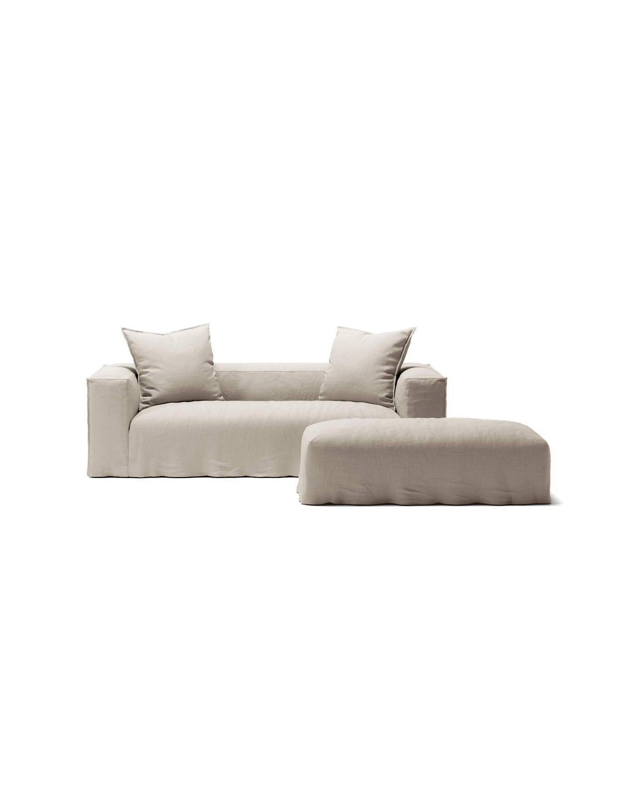 NOMAD - 2 Seater with Pouf - Pure Linen Off-White