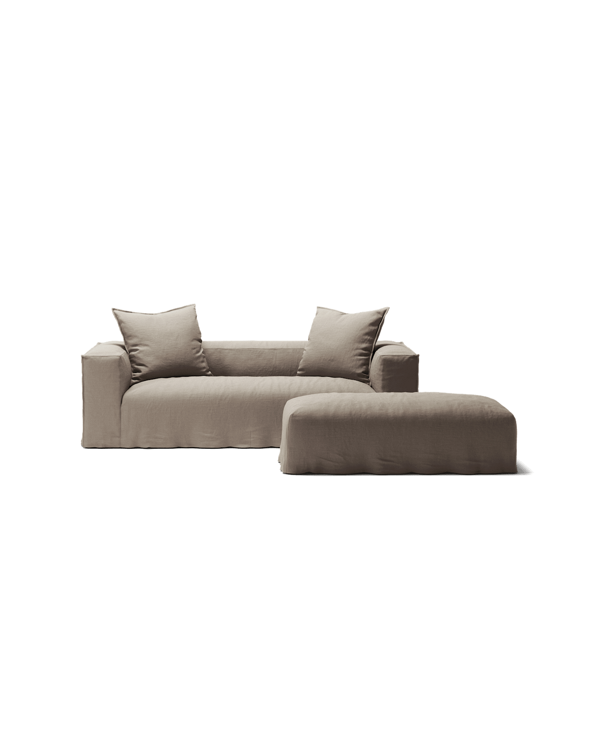 NOMAD - 2 Seater with Pouf - Pure Linen Pale Gray