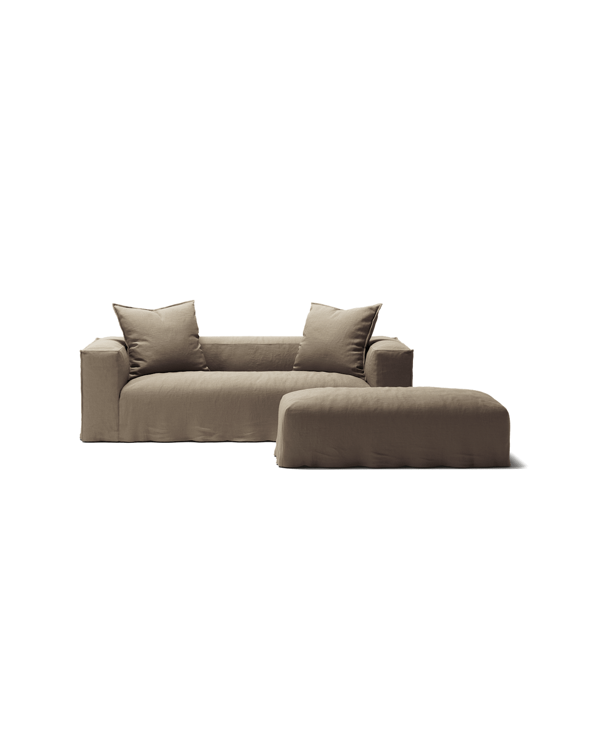 NOMAD - 2 Seater with Pouf - Pure Linen Natural