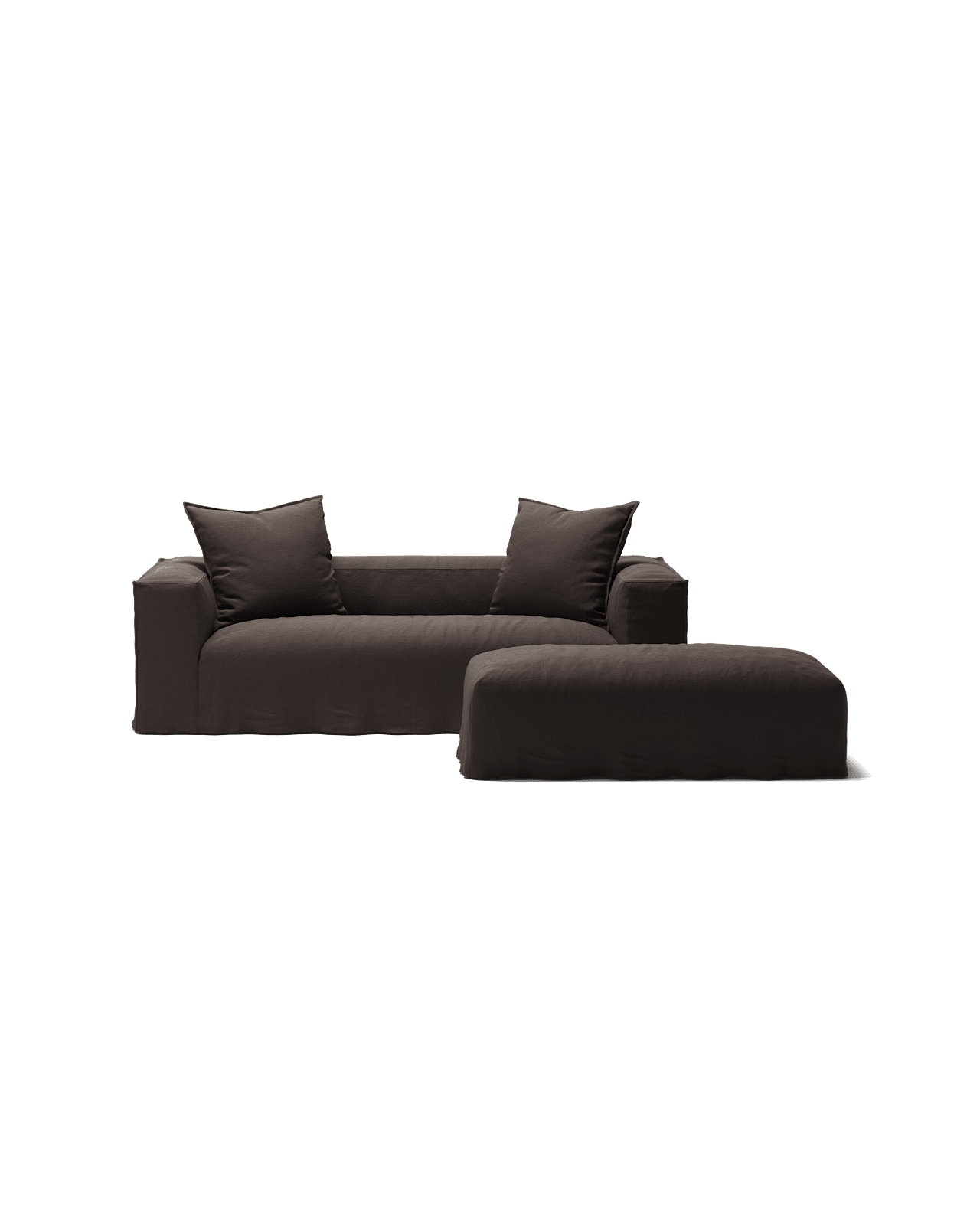 NOMAD - 2 Seater with Pouf - Pure Linen Truffle Brown