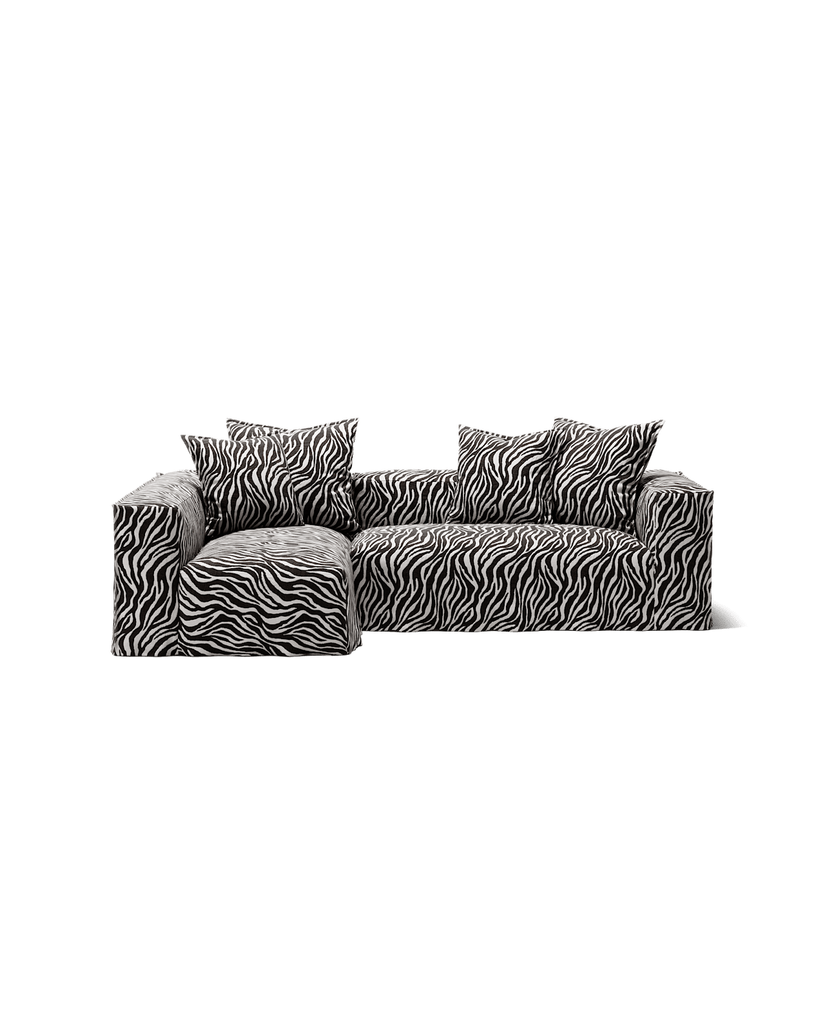 NOMAD - 3 Seater with Chaise Lounge - Left - Chenille Jacquard Zebra Black White