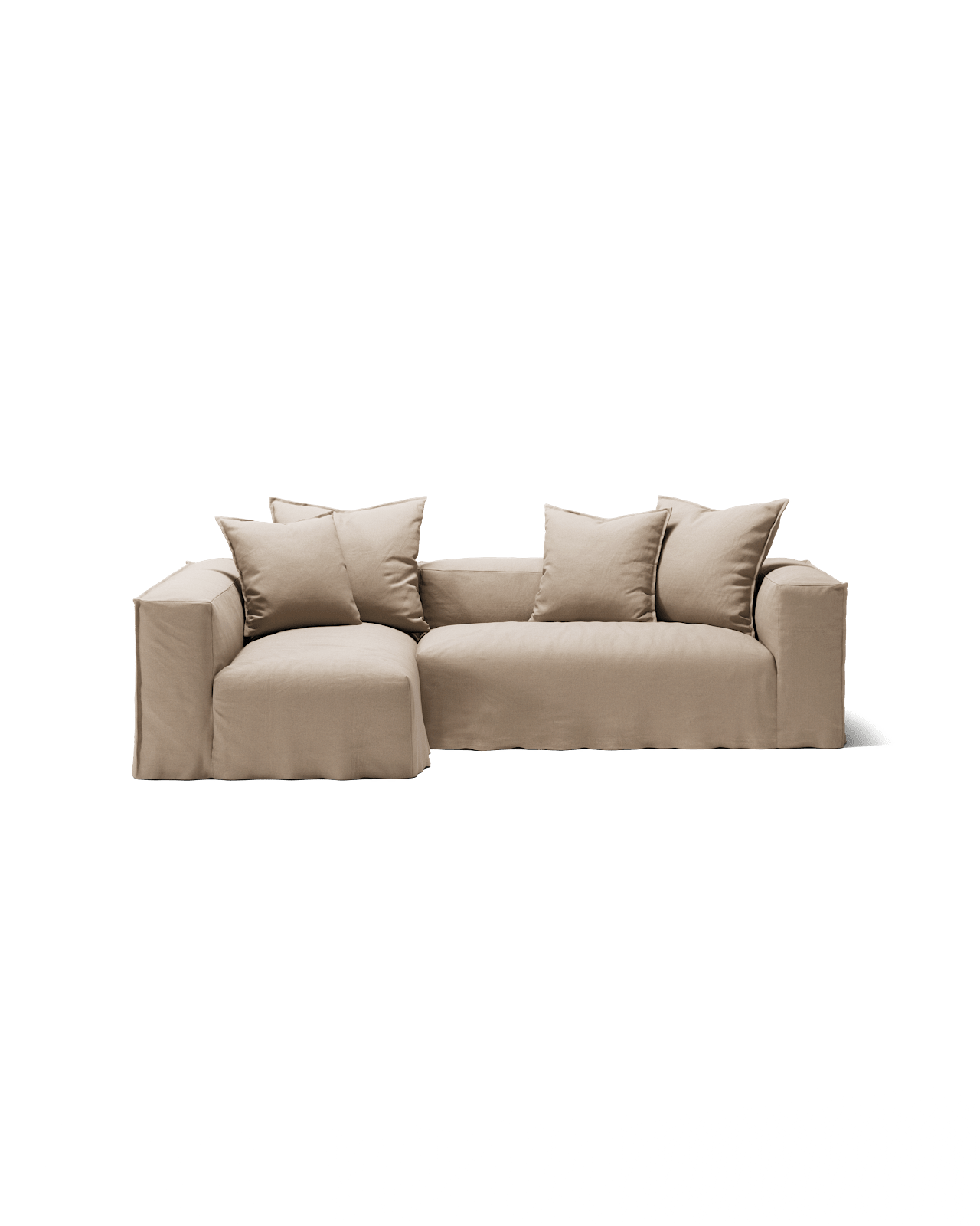 NOMAD - 3 Seater with Chaise Lounge - Left - Brushed Cotton Sandy Beige