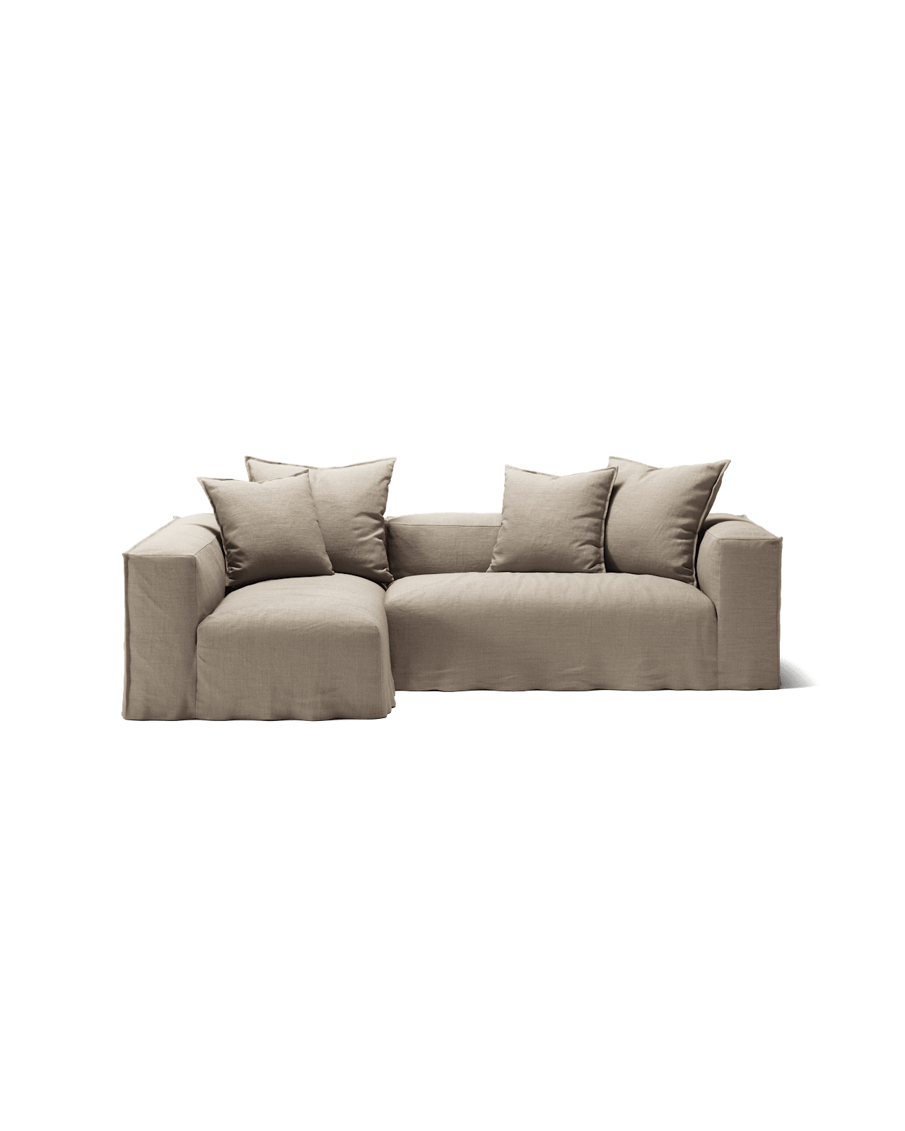 NOMAD - 3 Seater with Chaise Lounge - Left - Pure Linen Sandy Beige