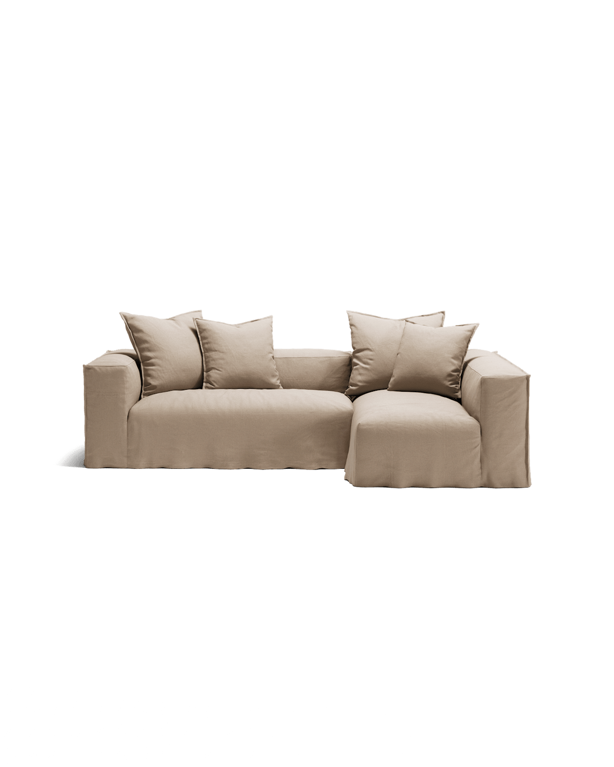 NOMAD - 3 Seater with Chaise Lounge - Right - Brushed Cotton Sandy Beige
