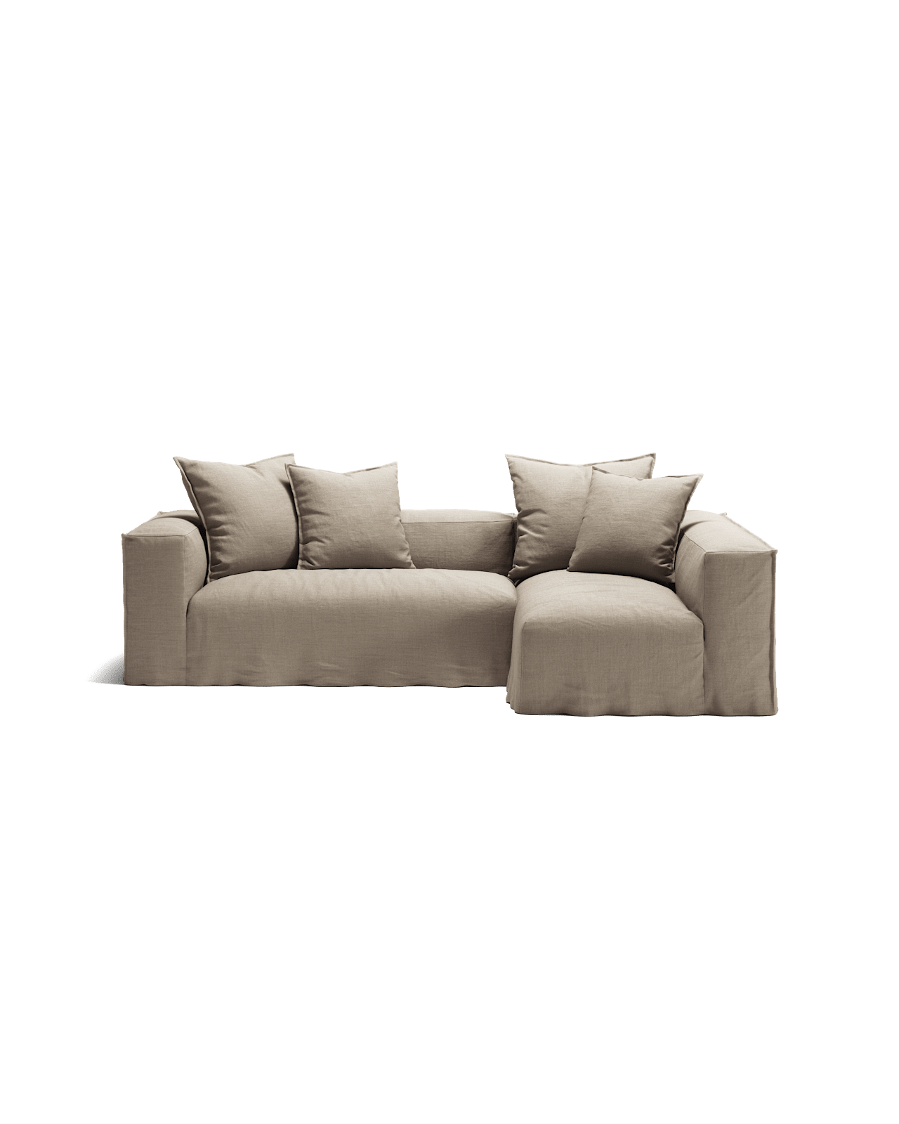 NOMAD - 3 Seater with Chaise Lounge - Right - Pure Linen Sandy Beige