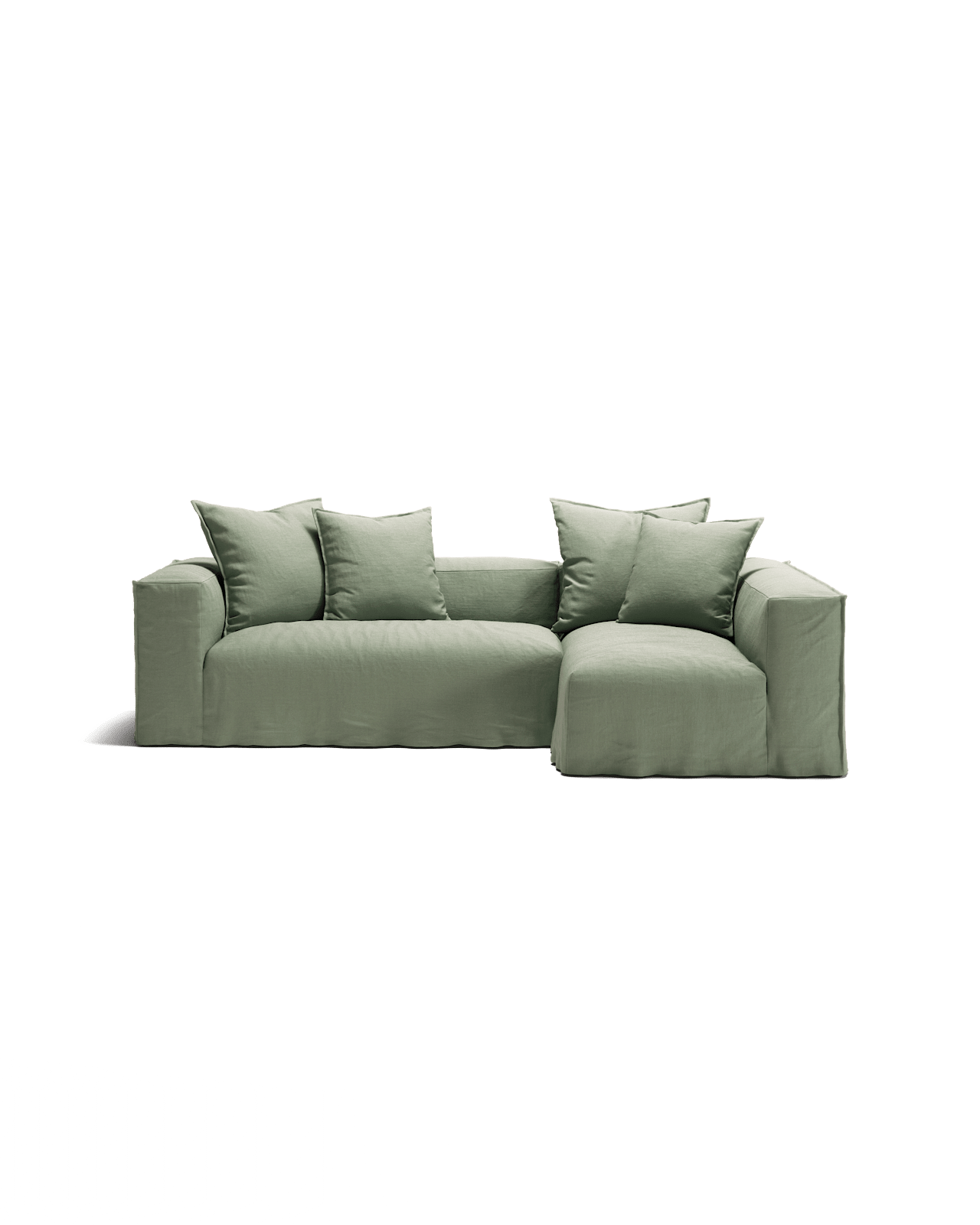 NOMAD - 3 Seater with Chaise Lounge - Right - Pure Linen Vivid Green