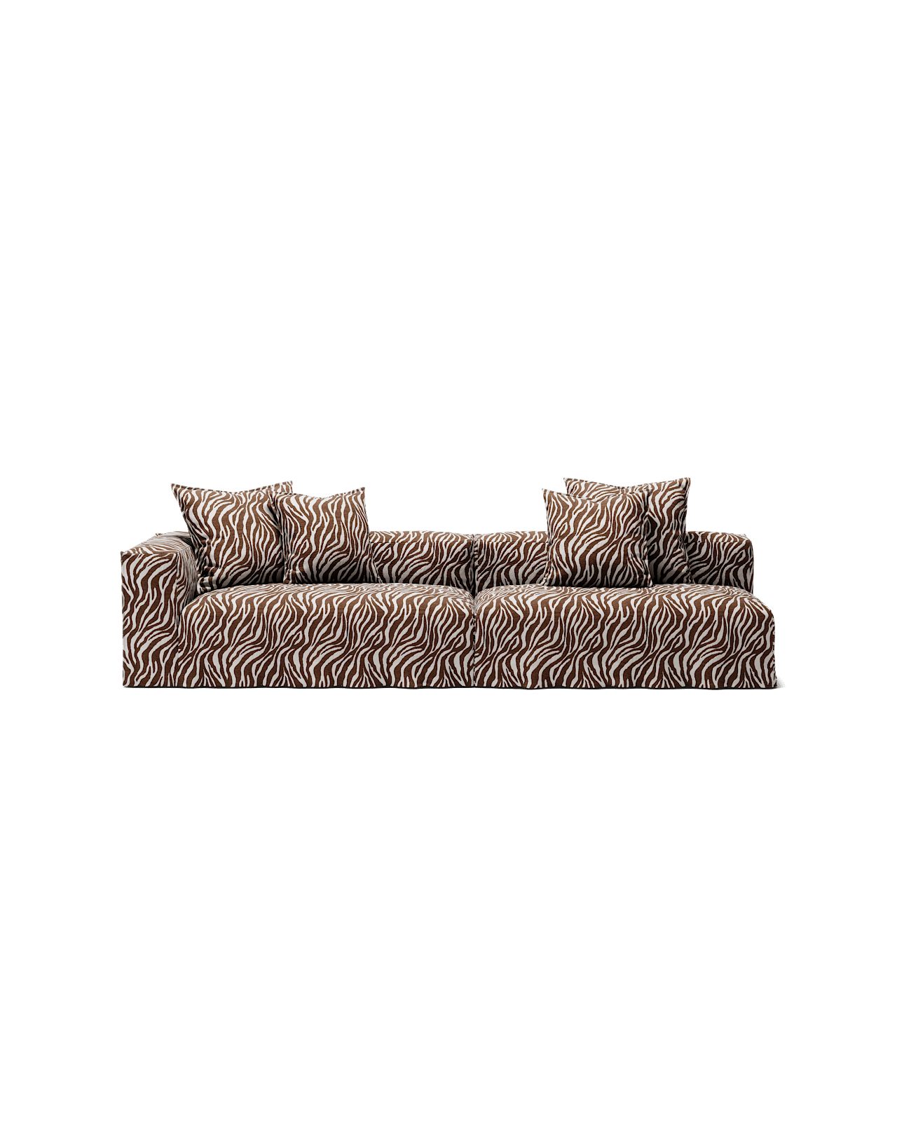 NOMAD - 3 Seat with open end - Right - Chenille Jacquard Zebra Brown White
