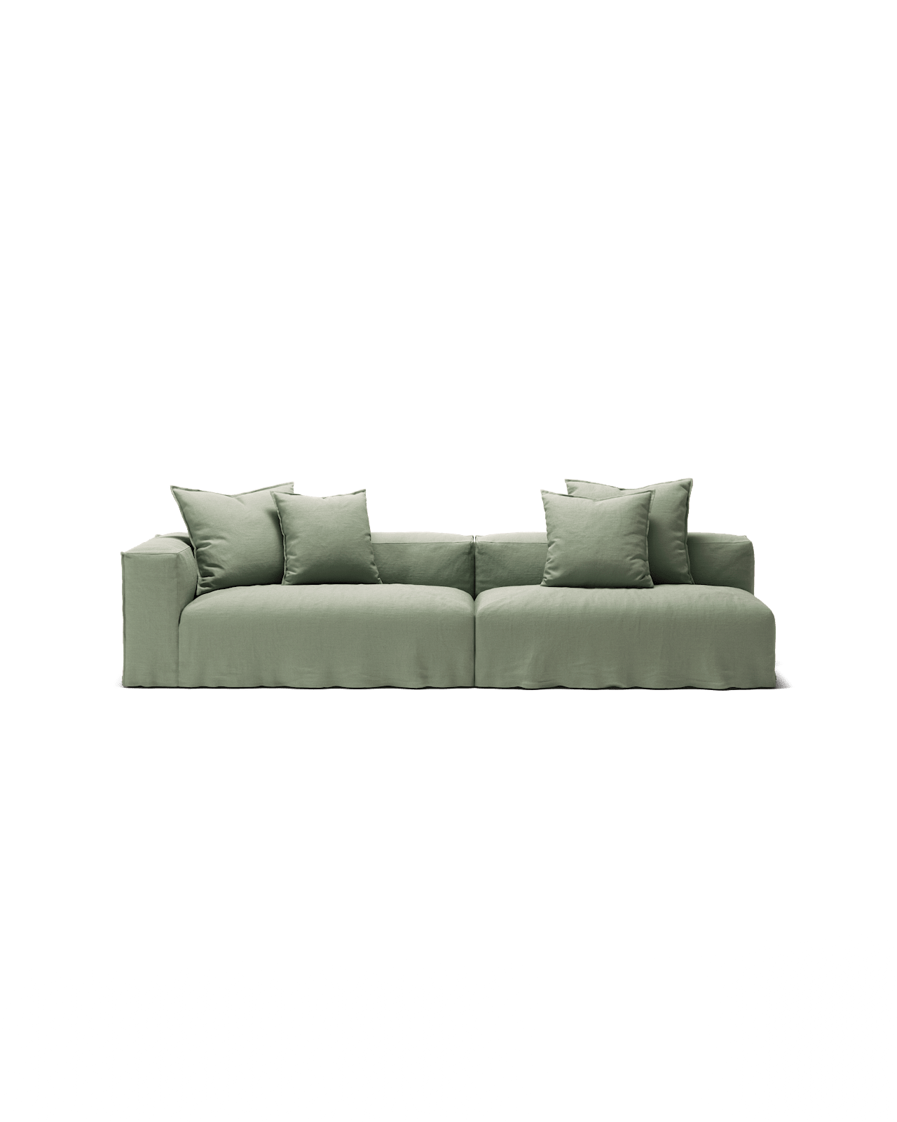NOMAD - 3 Seat with open end - Right - Pure Linen Vivid Green
