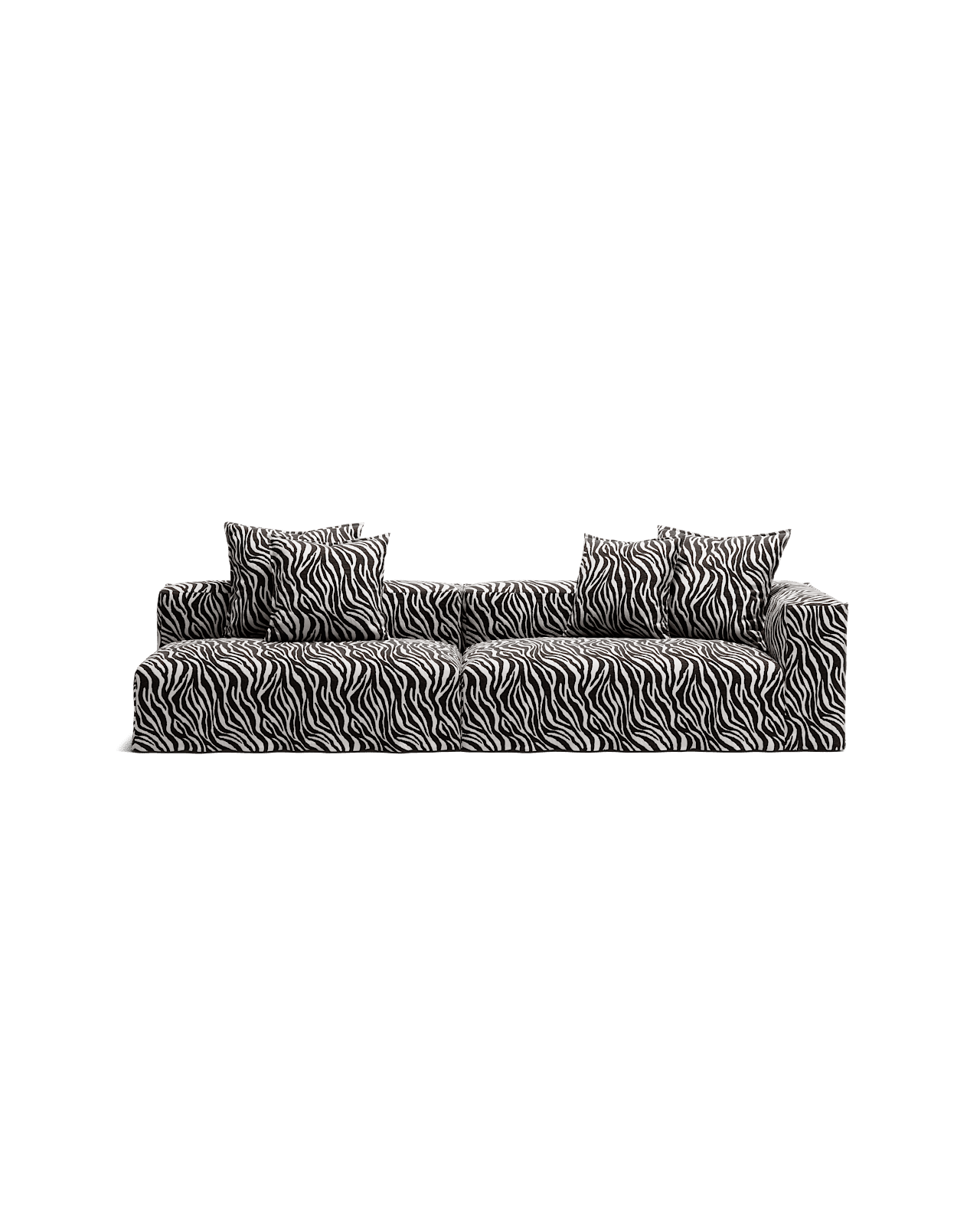 NOMAD - 3 Seat with open end - Left - Chenille Jacquard Zebra Black White