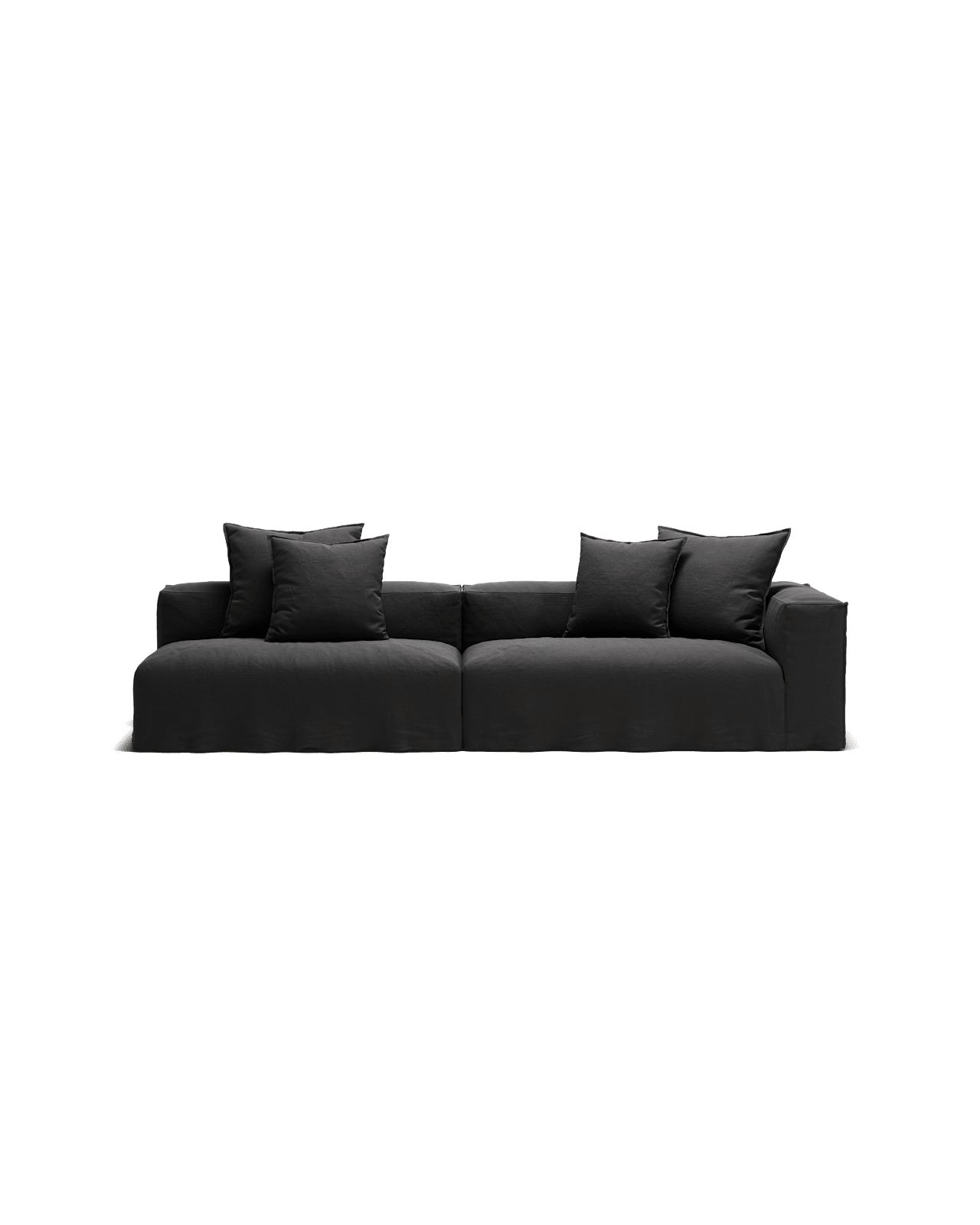 NOMAD - 3 Seat with open end - Left - Pure Linen Dark Charcoal