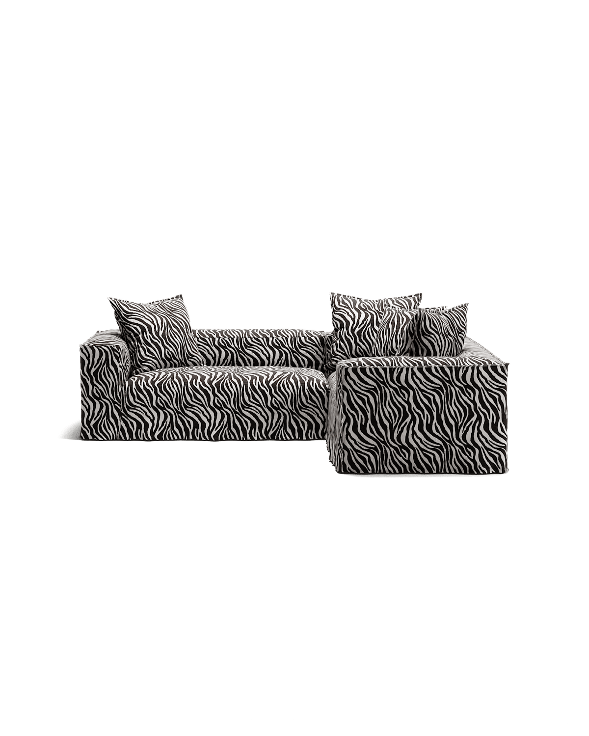 NOMAD - 4 Seat Corner - Right - Chenille Jacquard Zebra Black White
