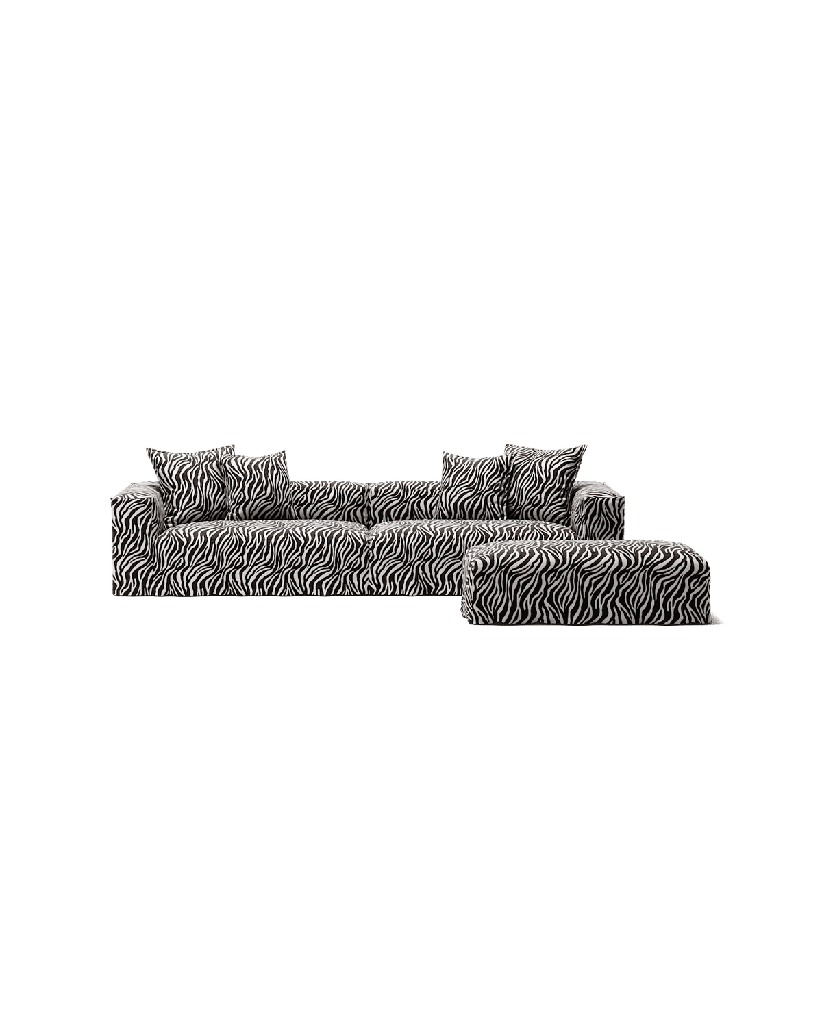 NOMAD - 4 Seater with Pouf - Chenille Jacquard Zebra Black White