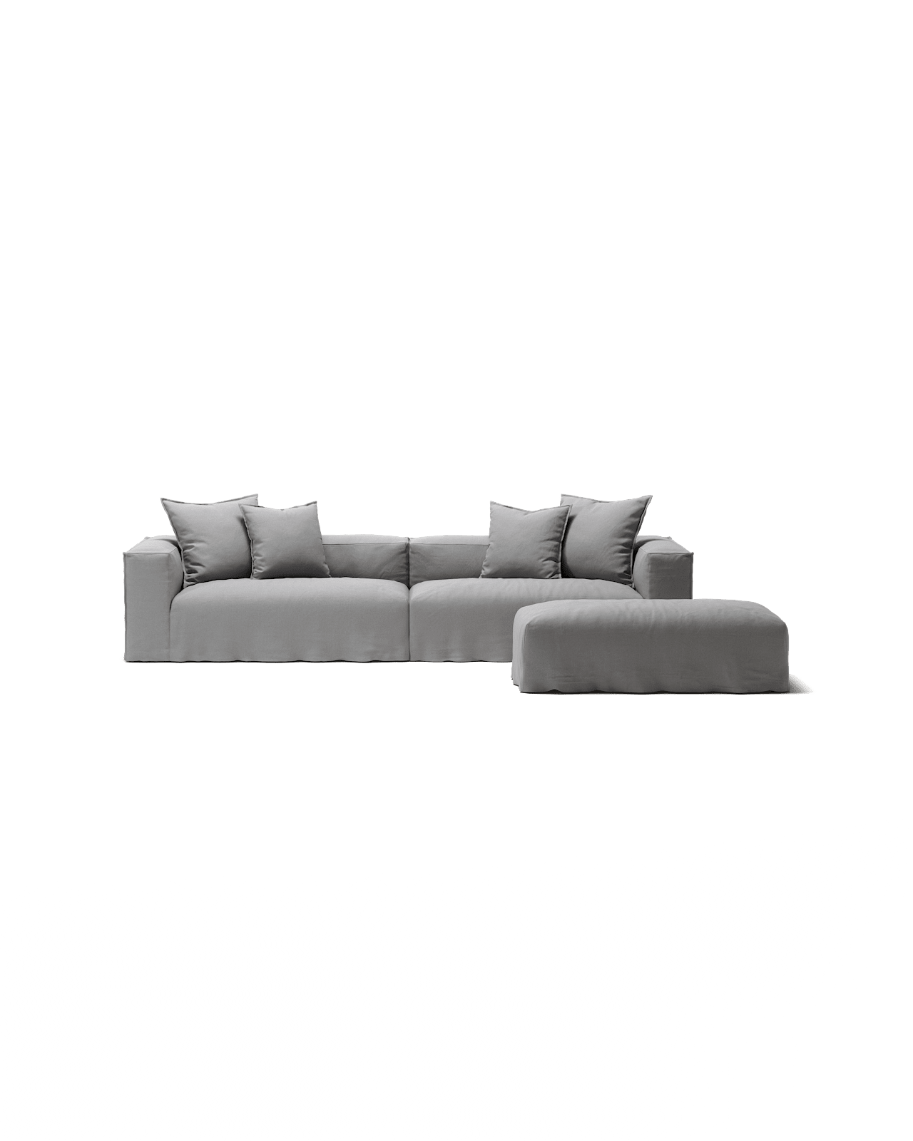 NOMAD - 4 Seater with Pouf - Brushed Cotton Light Gray
