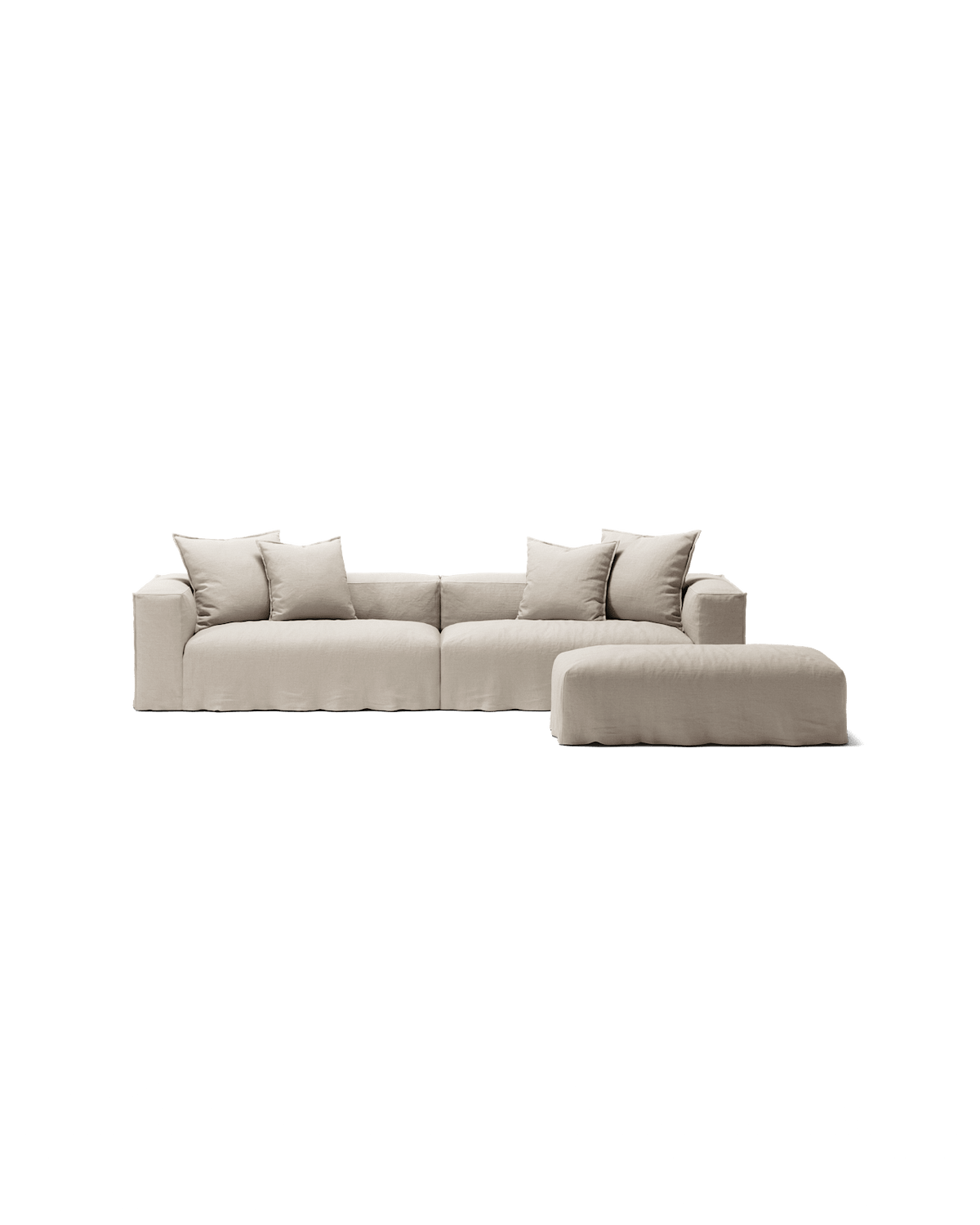 NOMAD - 4 Seater with Pouf - Pure Linen Off-White