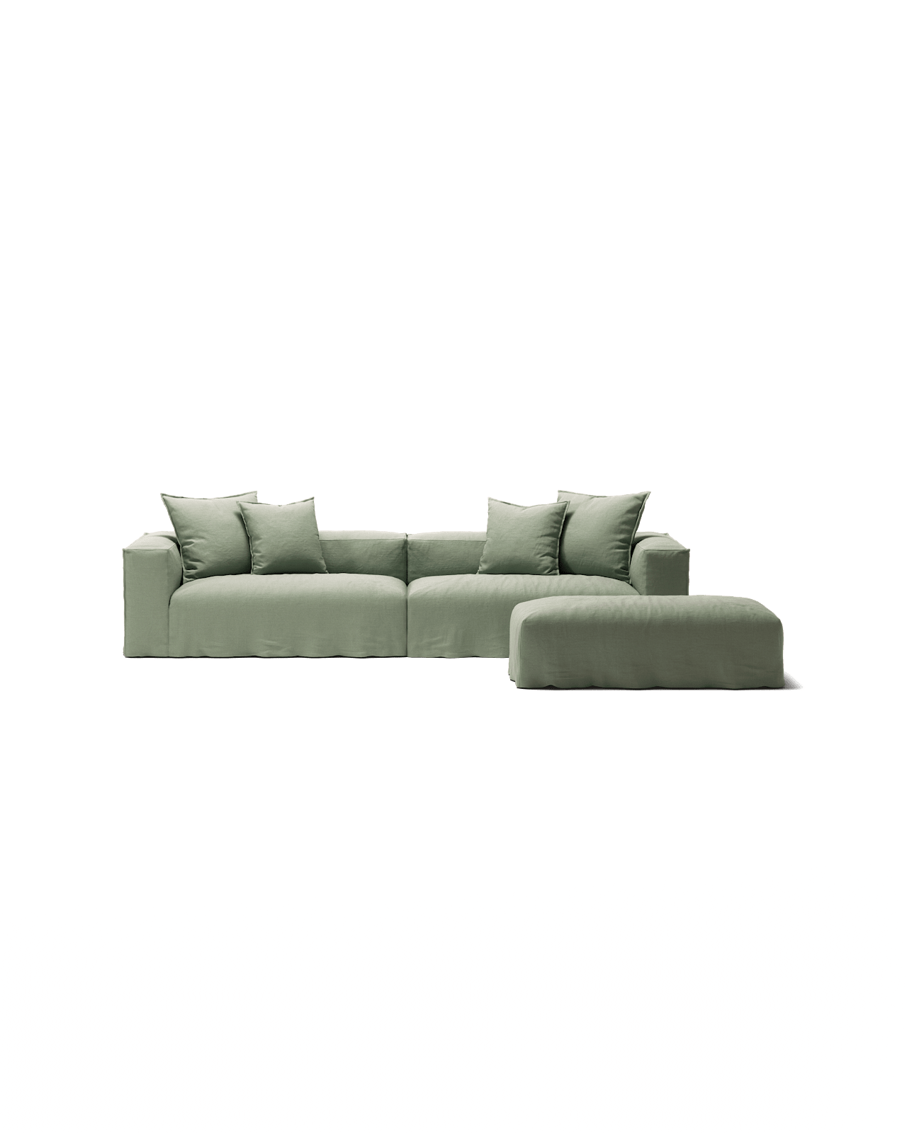 NOMAD - 4 Seater with Pouf - Pure Linen Vivid Green