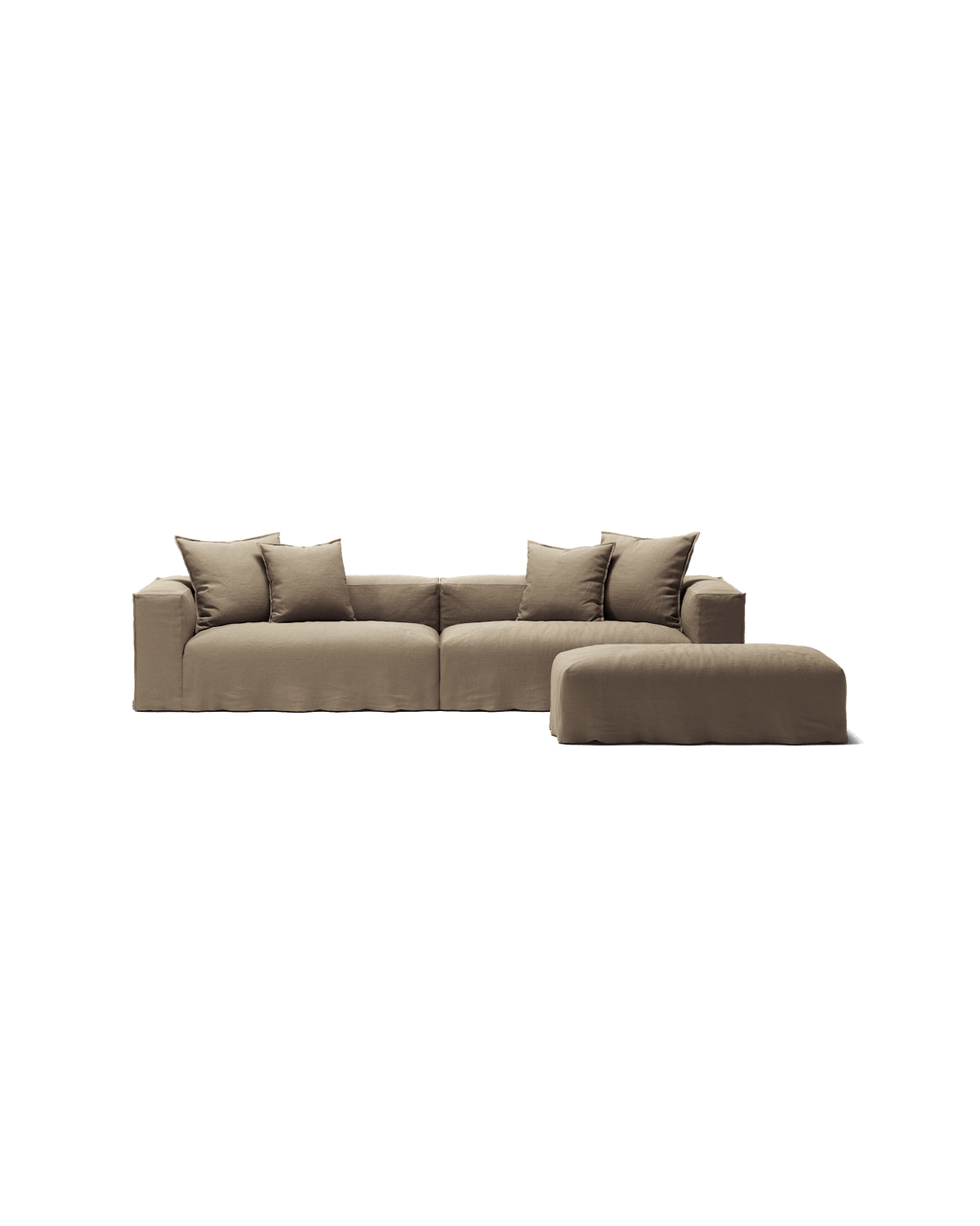 NOMAD - 4 Seater with Pouf - Pure Linen Natural
