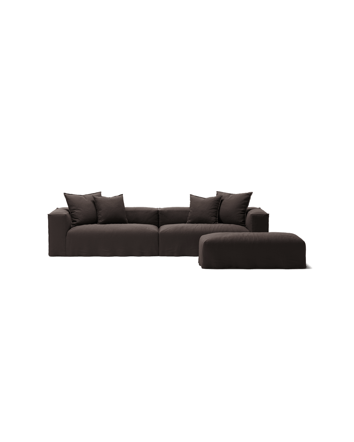 NOMAD - 4 Seater with Pouf - Pure Linen Truffle Brown