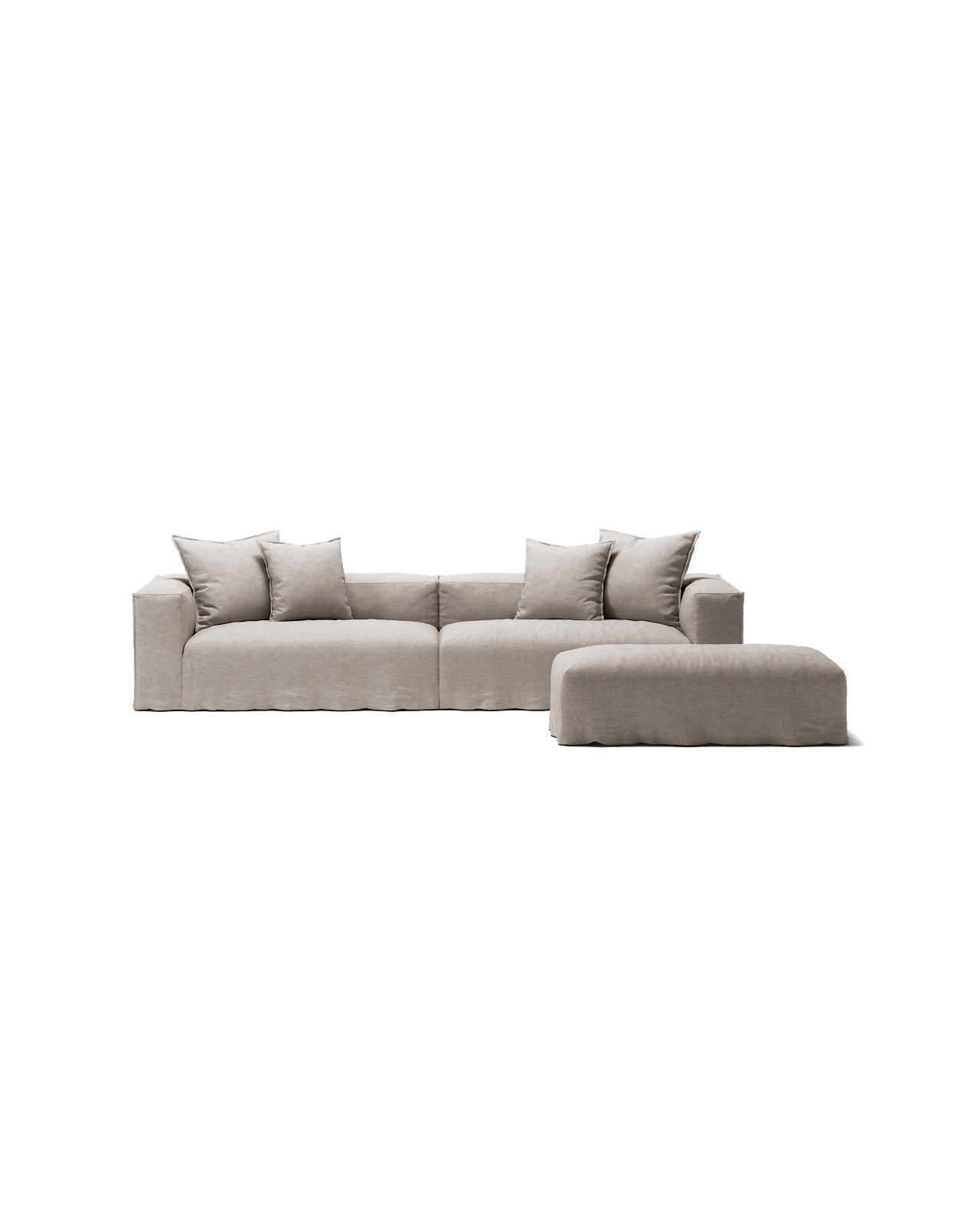 NOMAD - 4 Seater with Pouf - Textured Blend Beige