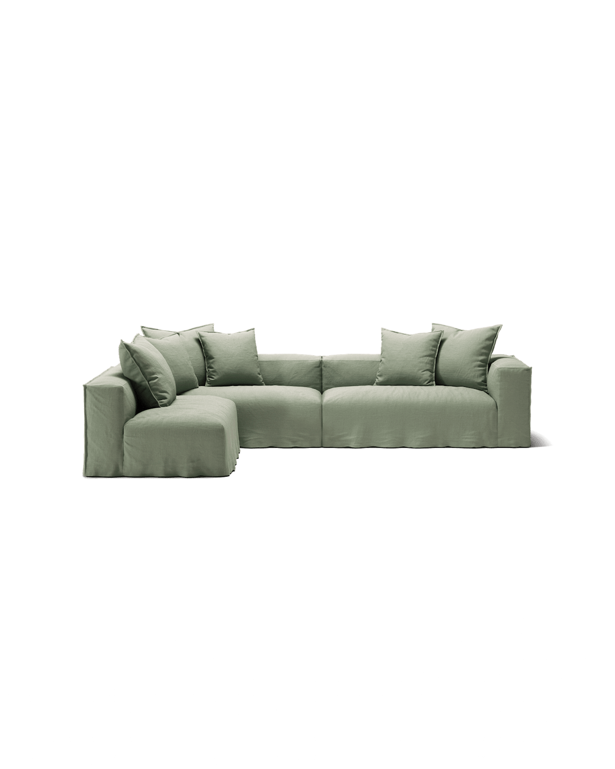 NOMAD - 5 Seat corner with open end - Left - Pure Linen Vivid Green