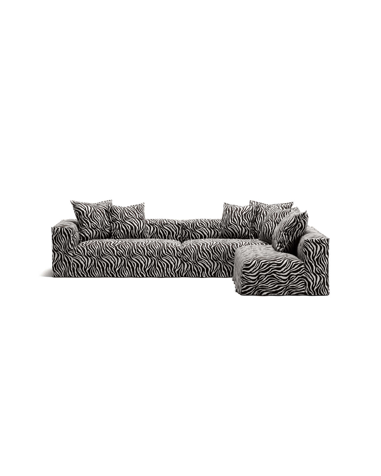 NOMAD - 5 Seat corner with open end - Right - Chenille Jacquard Zebra Black White