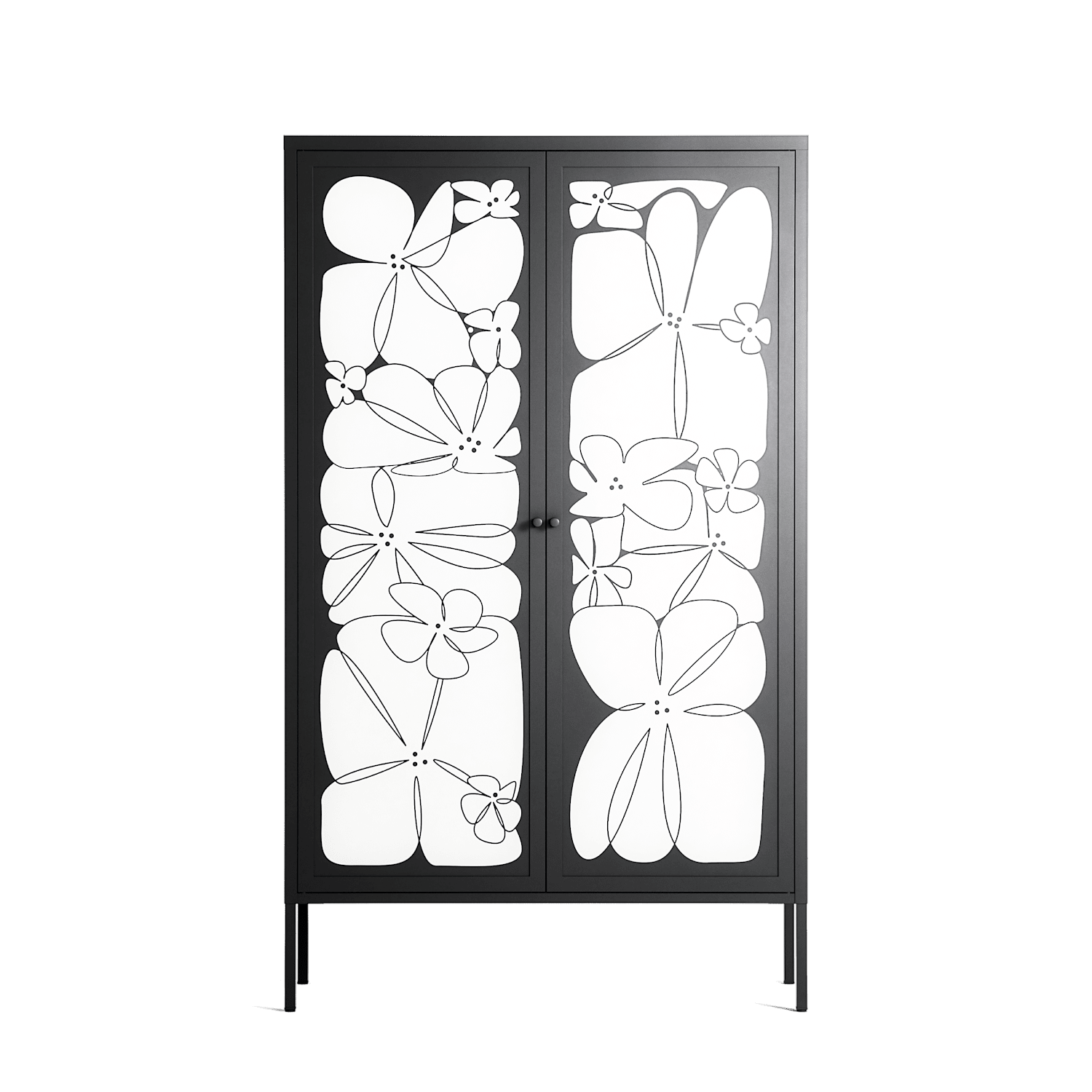 White Flowers - Cabinet - Konrad Blaszczyk - Antracite - Overlay Metal