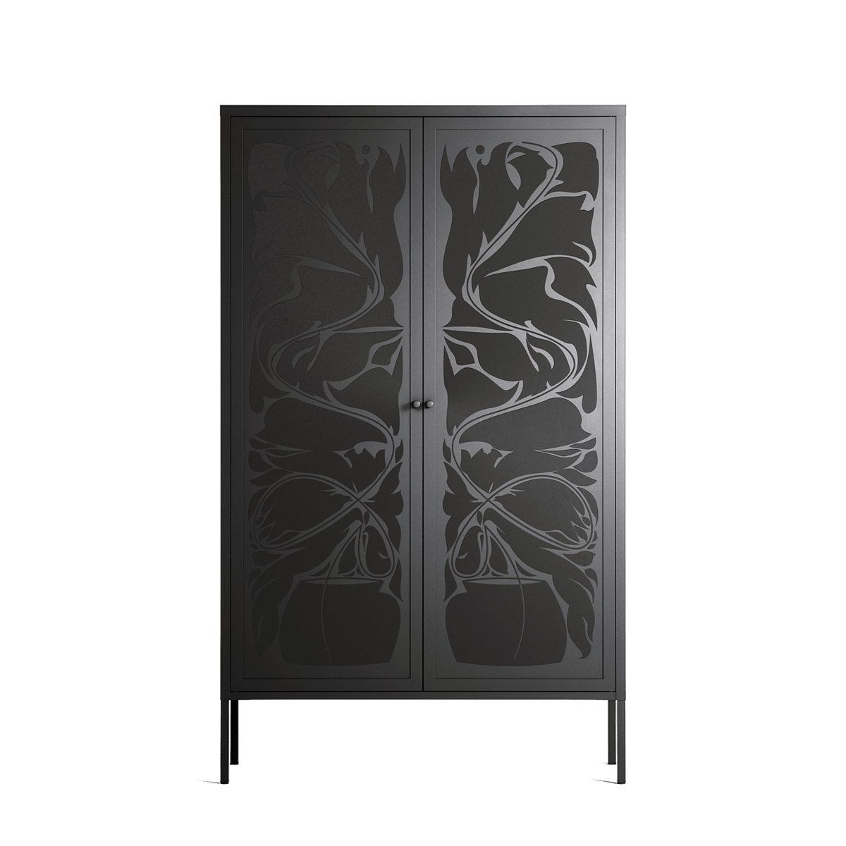 Black Potted Plant - Cabinet - Konrad Blaszczyk - Antracite - Overlay Metal