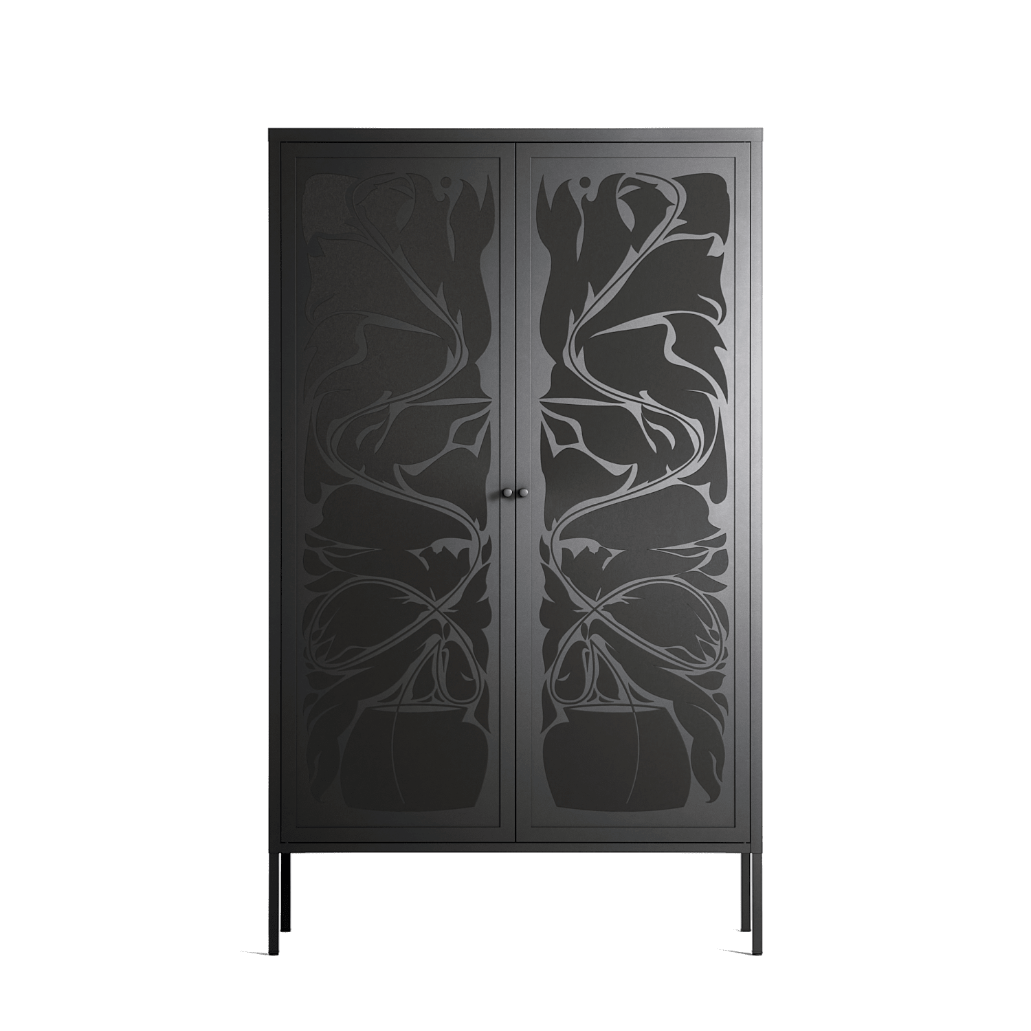Black Potted Plant - Cabinet - Konrad Blaszczyk - Antracite - Overlay Metal