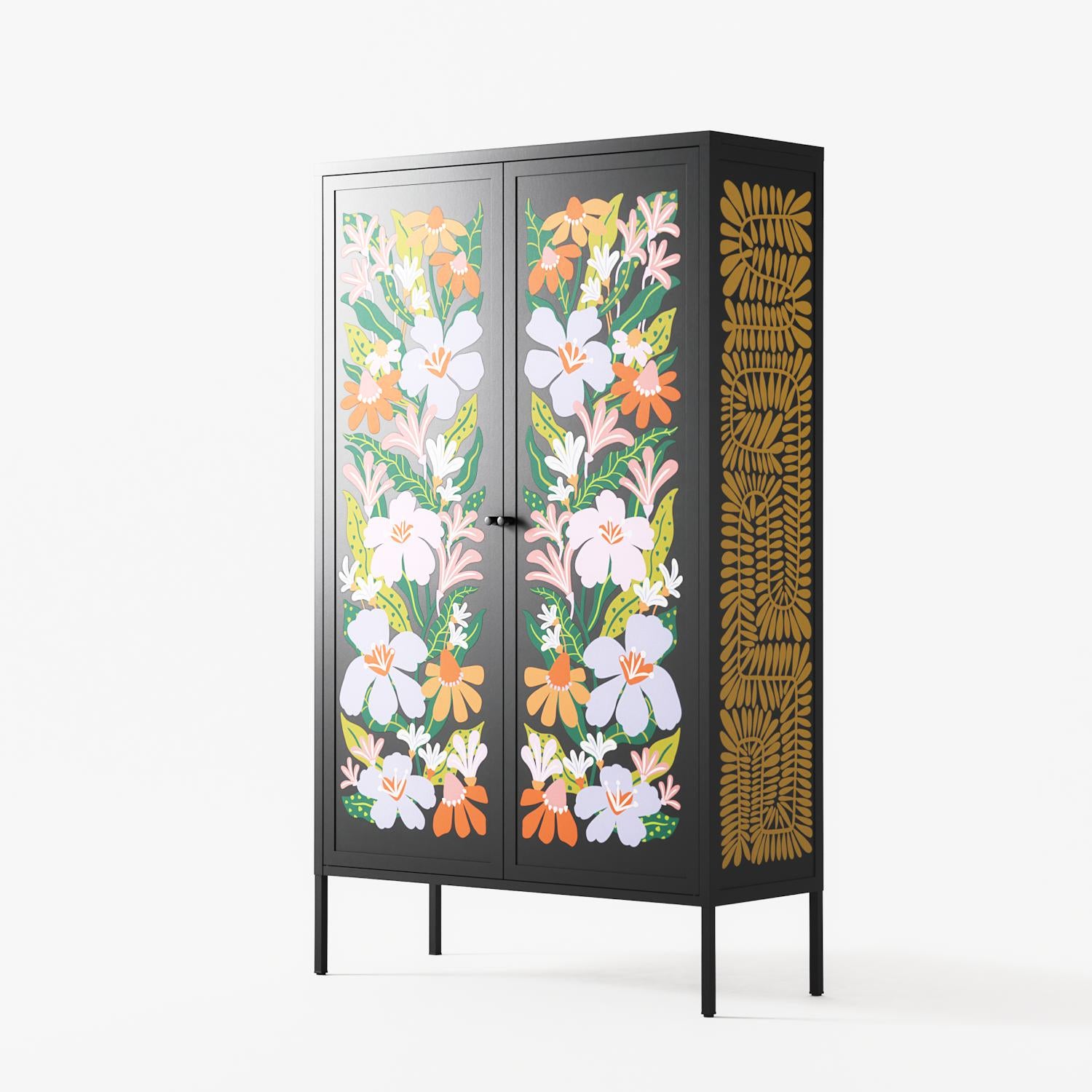 Floral Delight - Cabinet - Sandra Hutter - Antracite - Overlay Metal