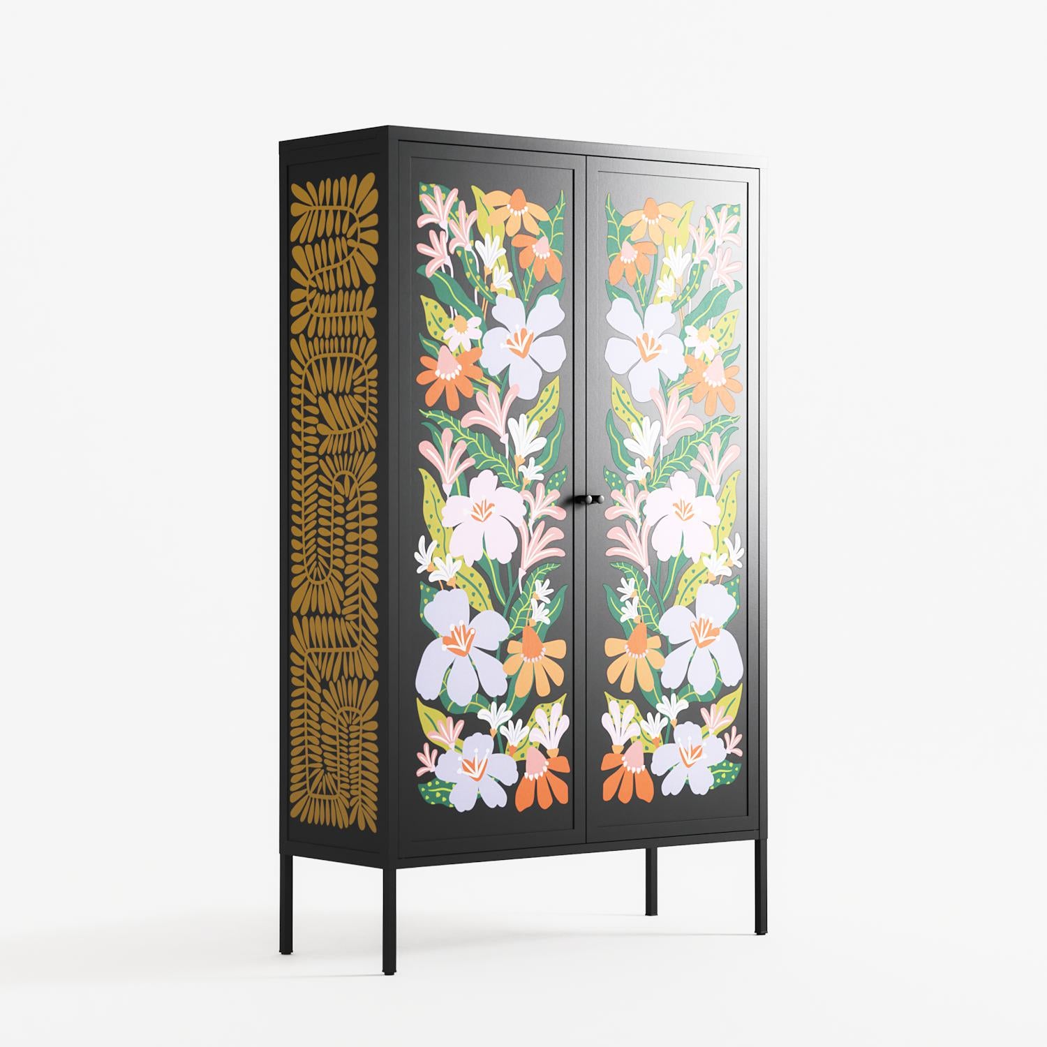 Floral Delight - Cabinet - Sandra Hutter - Antracite - Overlay Metal