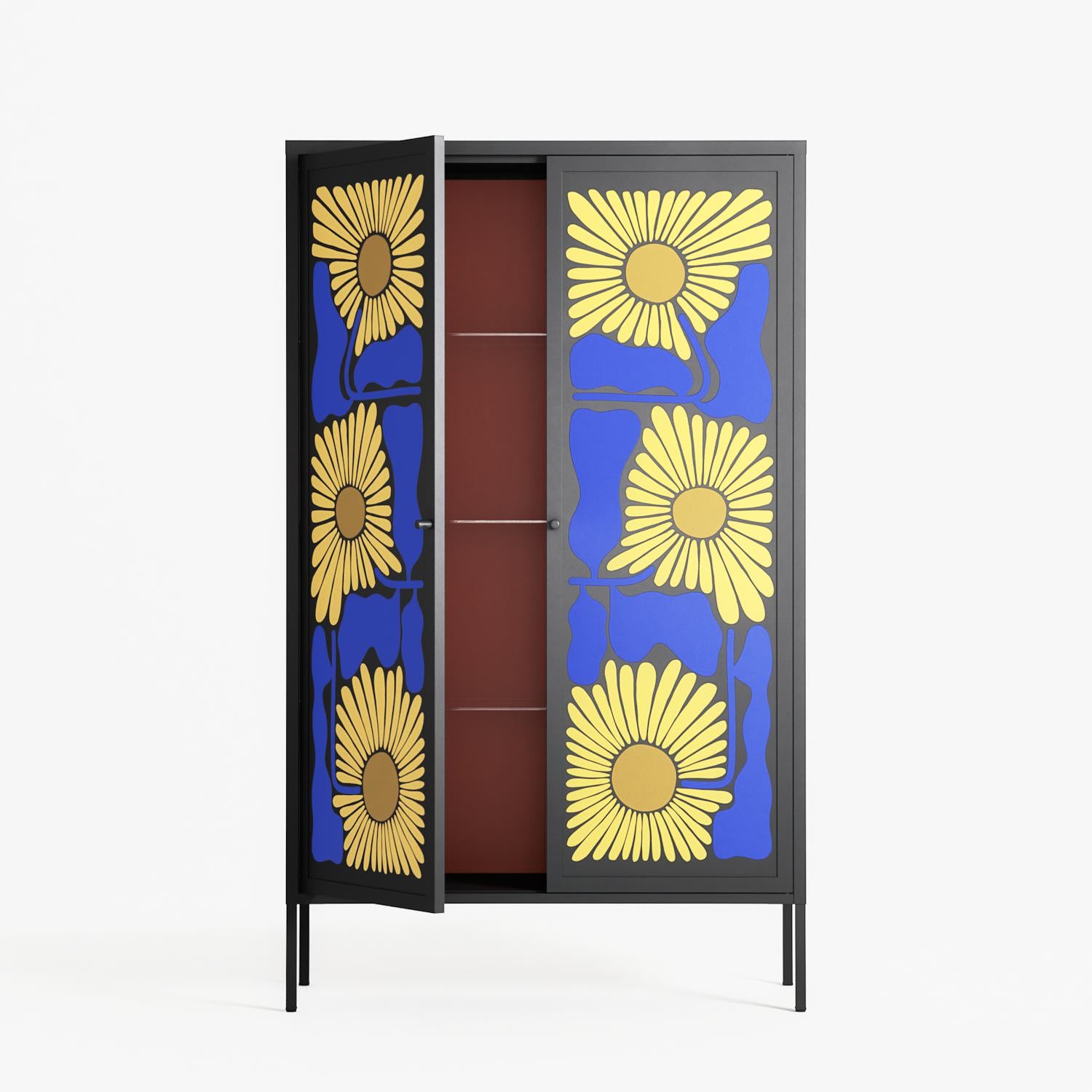 Sunflowers - Cabinet - Sandra Hutter - Antracite - Overlay Metal