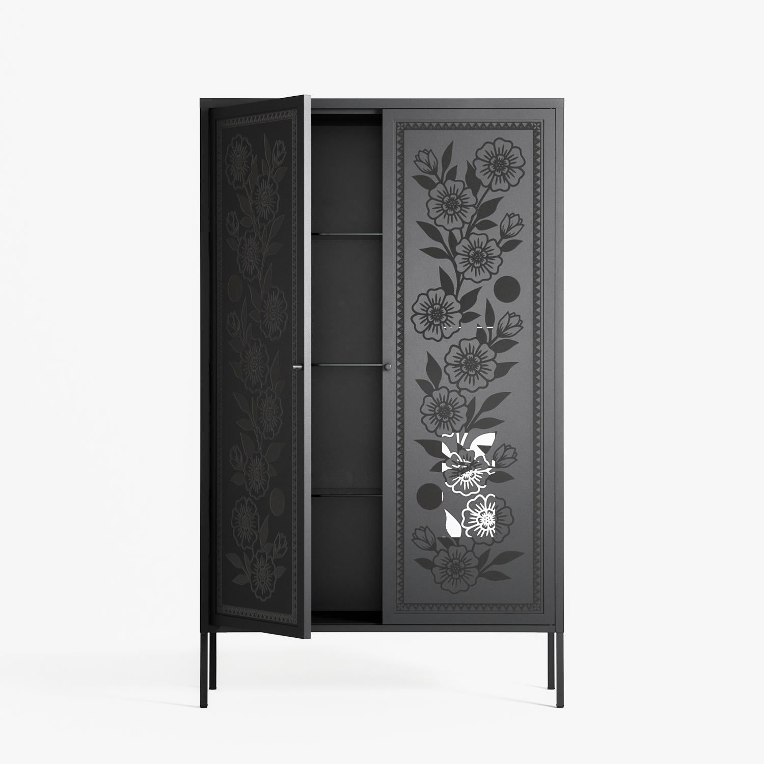 Barbed Bloom - Cabinet - Daphna Sebbane - Antracite - Overlay Metal