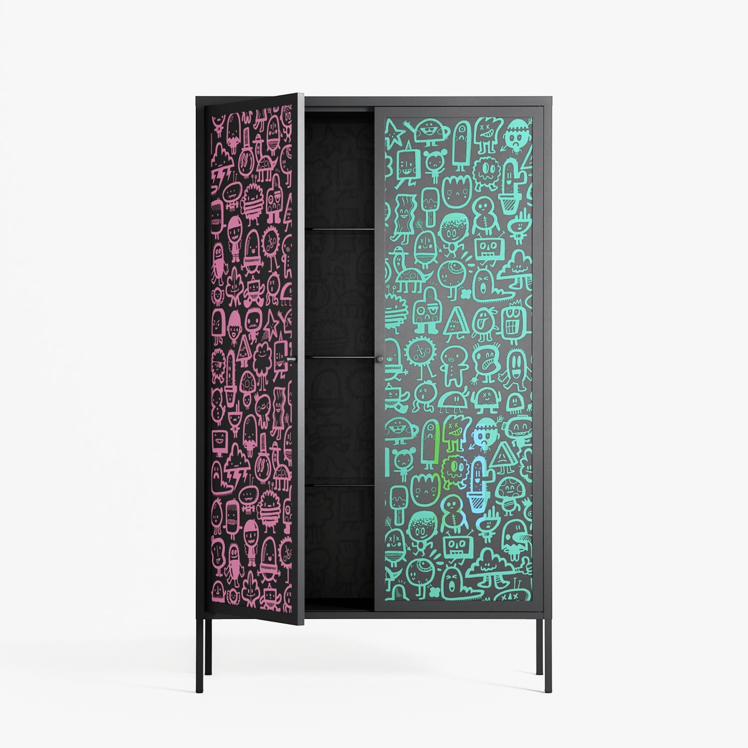 Little Monsters With Big Ideas - Cabinet - Craig Watkins - Antracite - Overlay Metal