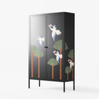 Abstract Cranes And Palms - Cabinet - Raissa Oltmanns - Antracite - Overlay Metal