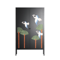 Abstract Cranes And Palms - Cabinet - Raissa Oltmanns - Antracite - Overlay Metal