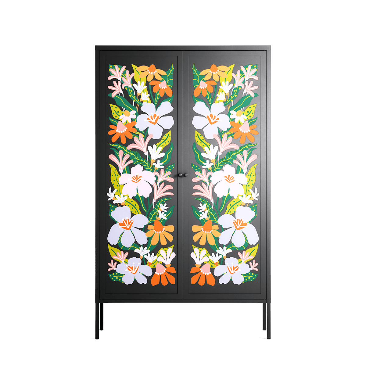 Floral Delight - Cabinet - Sandra Hutter - Antracite - Overlay Metal