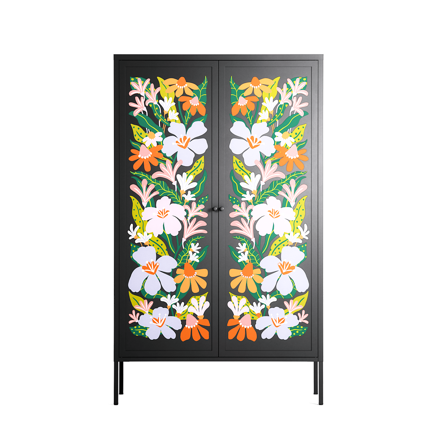 Floral Delight - Cabinet - Sandra Hutter - Antracite - Overlay Metal