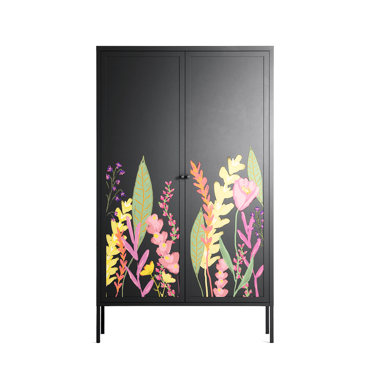 Abstract Flower Garden - Cabinet - Raissa Oltmanns - Antracite - Overlay Metal