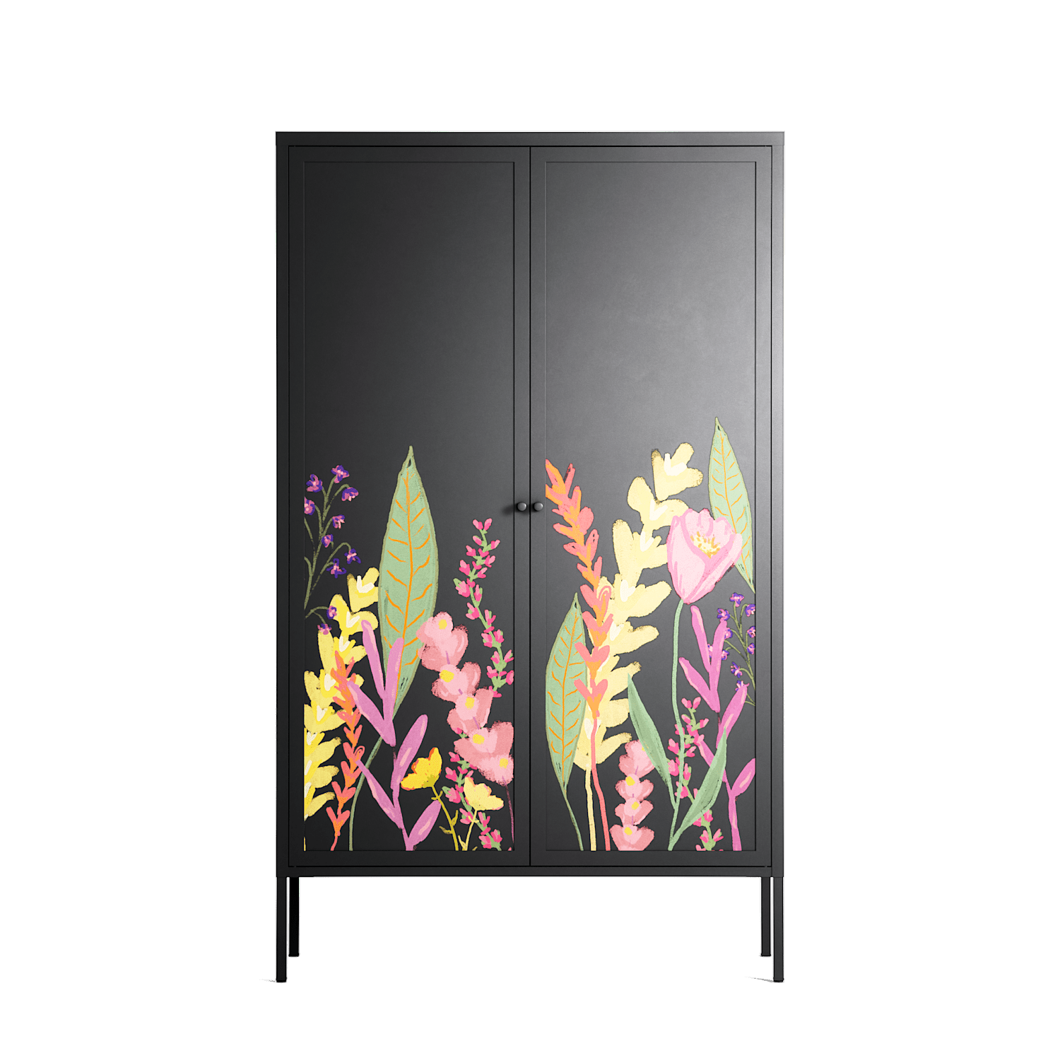 Abstract Flower Garden - Cabinet - Raissa Oltmanns - Antracite - Overlay Metal