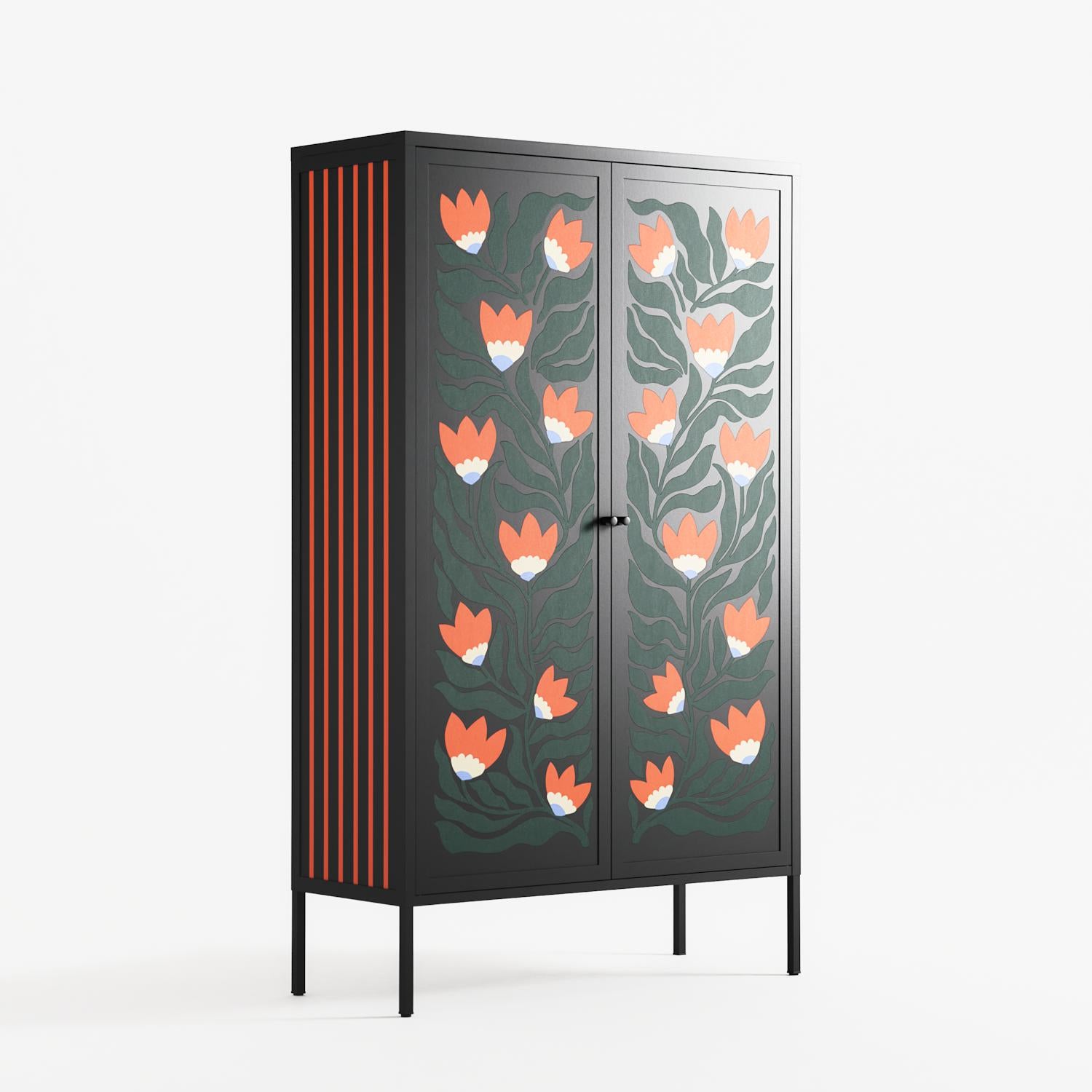 Blooming Folk Garden - Cabinet - Sandra Hutter  - Antracite - Overlay Metal