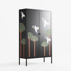 Abstract Cranes And Palms - Cabinet - Raissa Oltmanns - Antracite - Overlay Metal