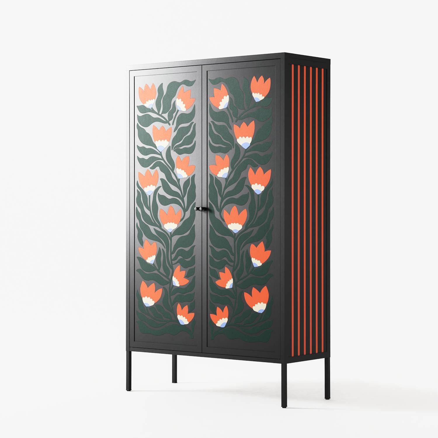 Blooming Folk Garden - Cabinet - Sandra Hutter  - Antracite - Overlay Metal